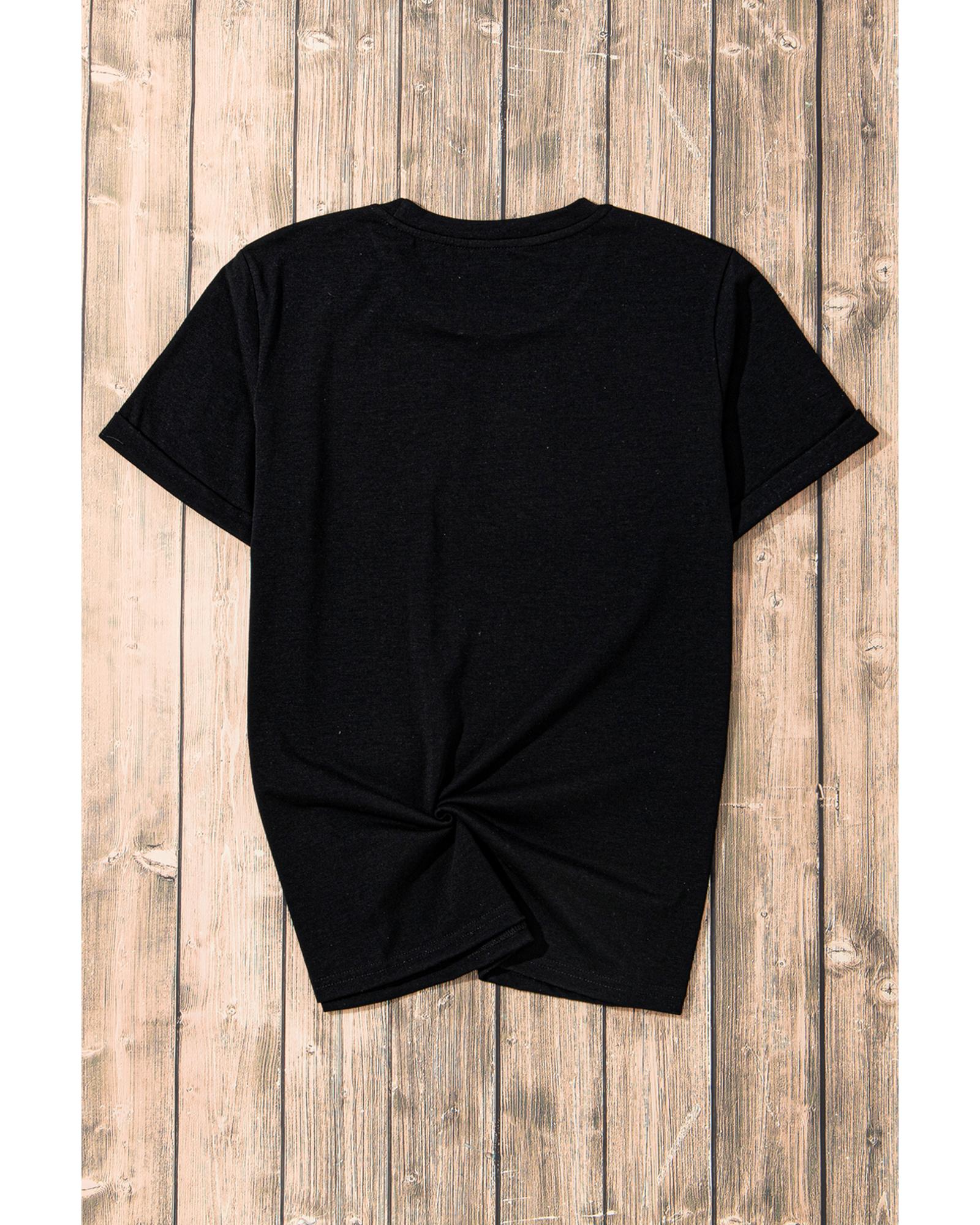 V539-AZEXDC25226559-2-2XL-202508272250-00 Black Sequin Game Day Graphic Crew Neck Tee - 2XL - Image 1