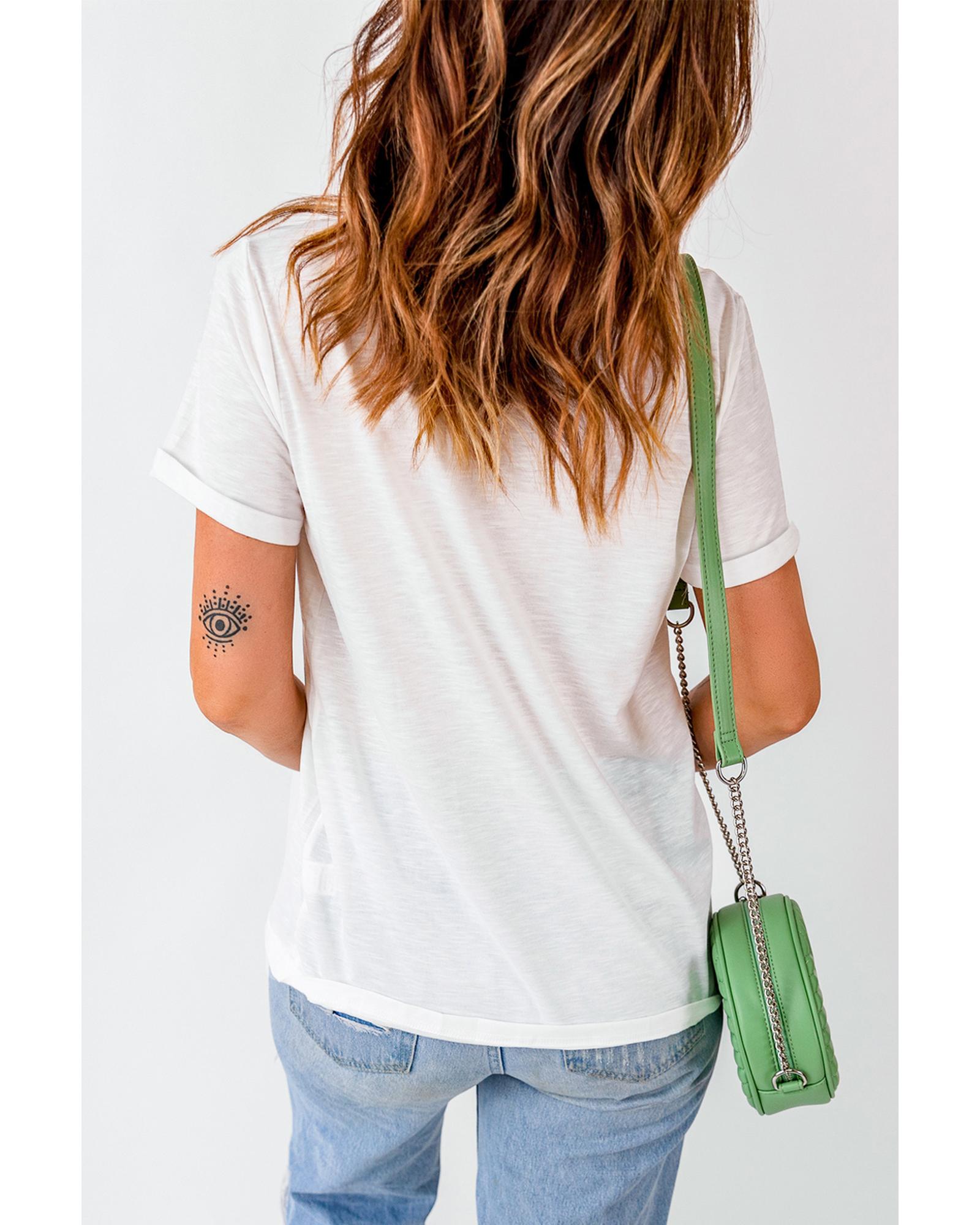 V539-AZEXDC25226984-1-XL-202508281630-00 White Thankful Printed Crewneck Thanksgiving T Shirt - XL - Image 1