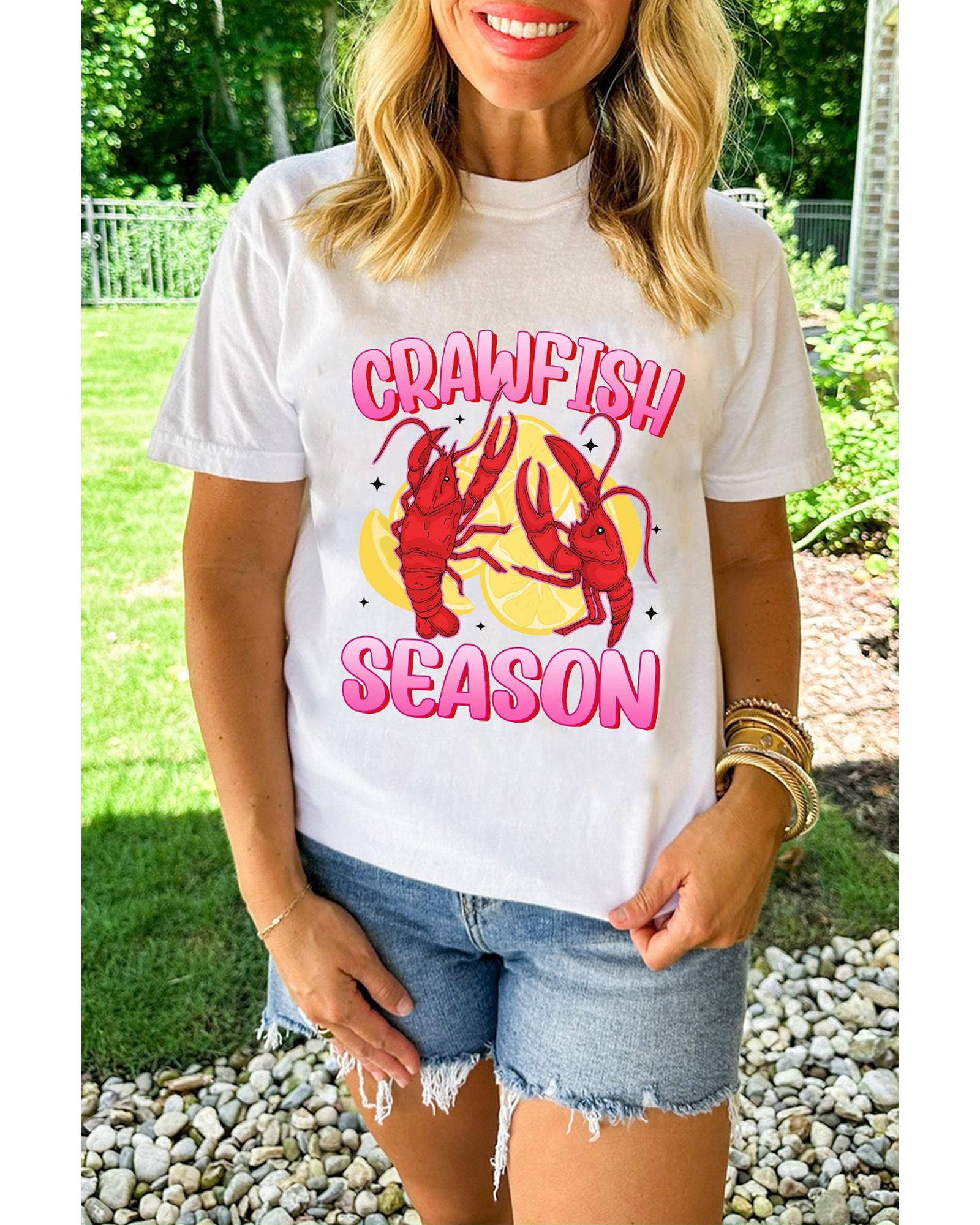 V539-AZEXDC25228952-1-M-202508300005-00 White CRAWFISH SEASON Lemon Spice Graphic Tee - M - Image 1