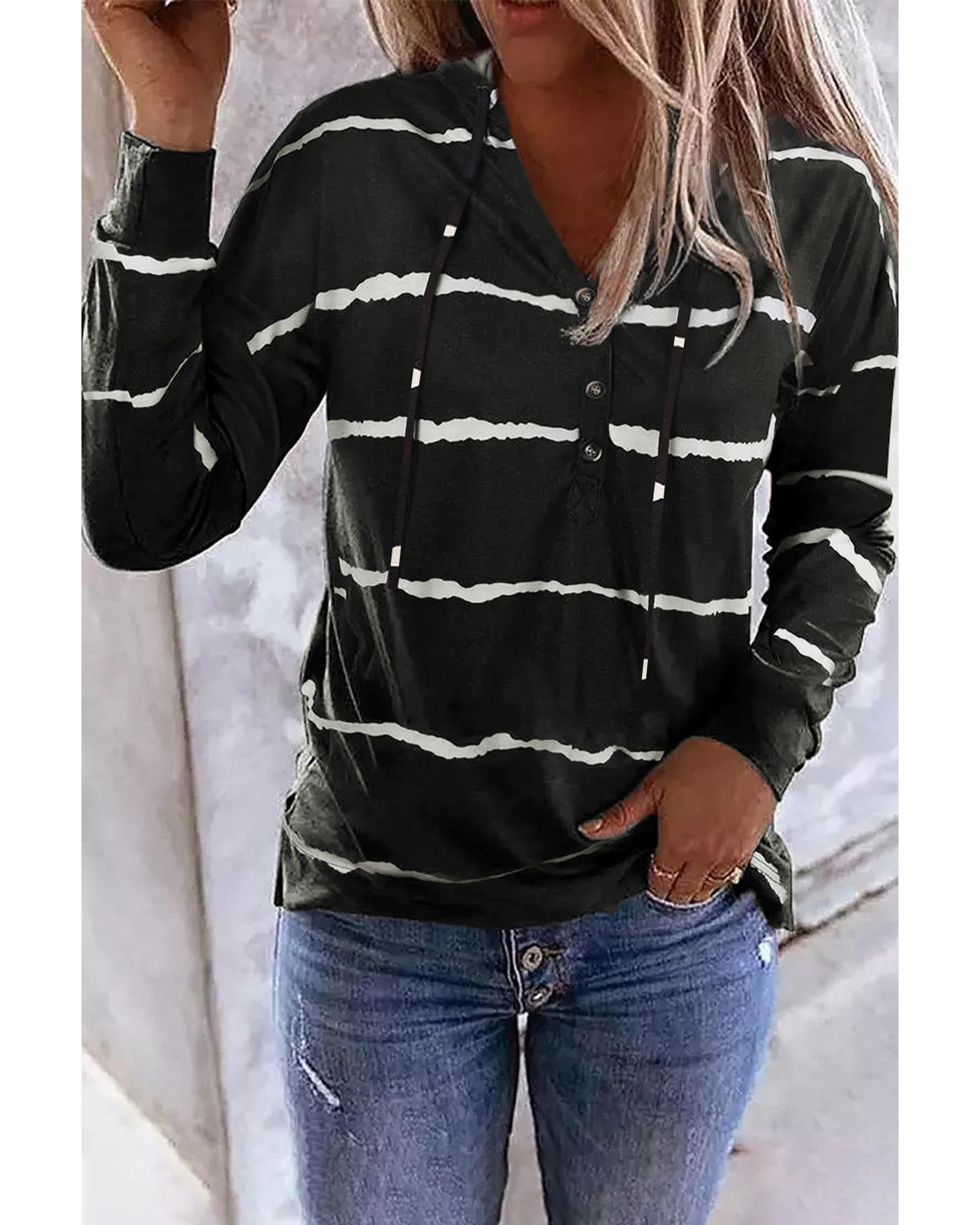 V539-AZEXDC25310943-2-S-161758-00 Azura Exchange Drawstring Button Long Sleeve Hoodie - S - Image 1
