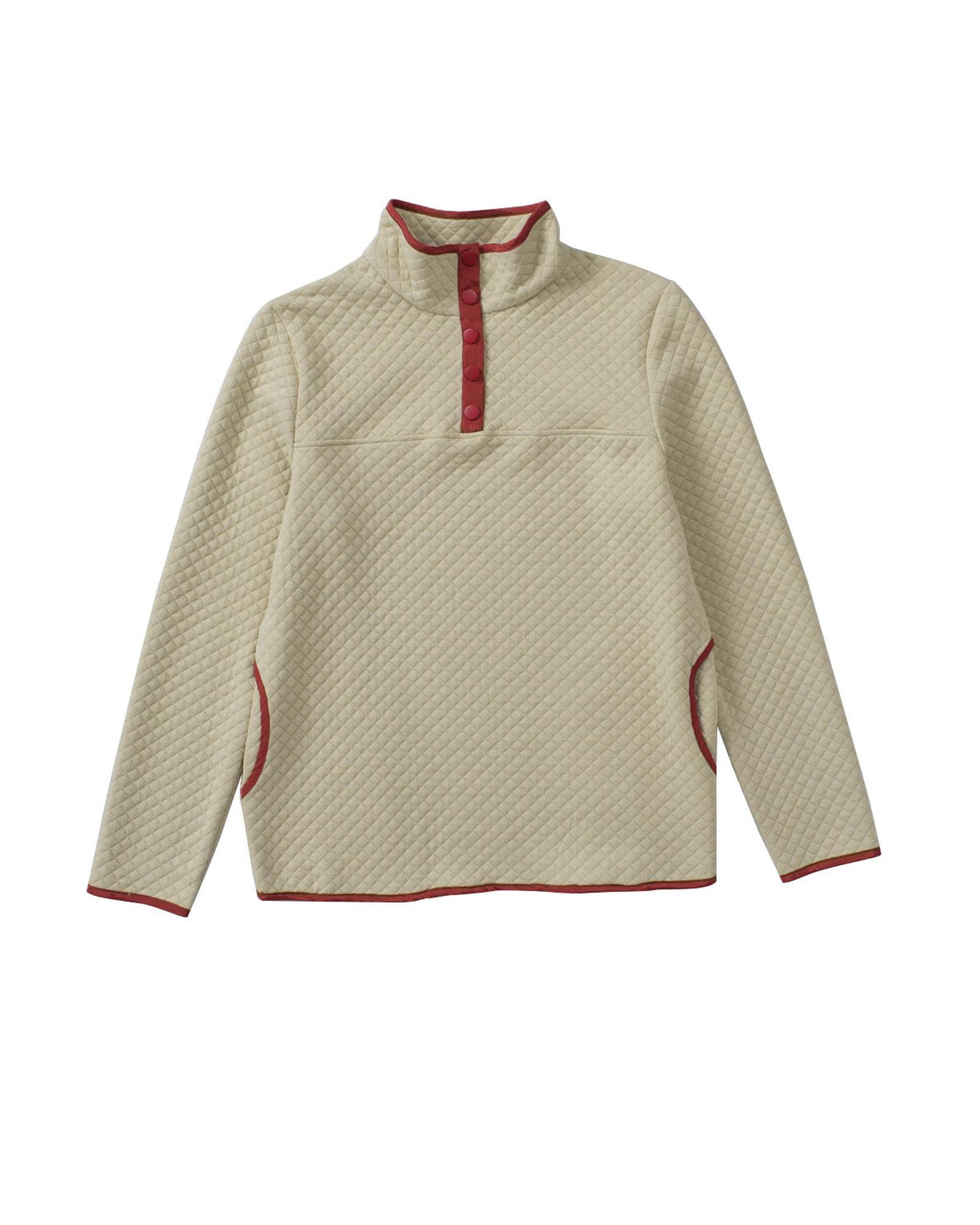 V539-AZEXDC25312130-15-L-202508261825-00 Azura Exchange Contrast Binding Snap Button Geometric Pullover Sweatshirt - L - Image 1