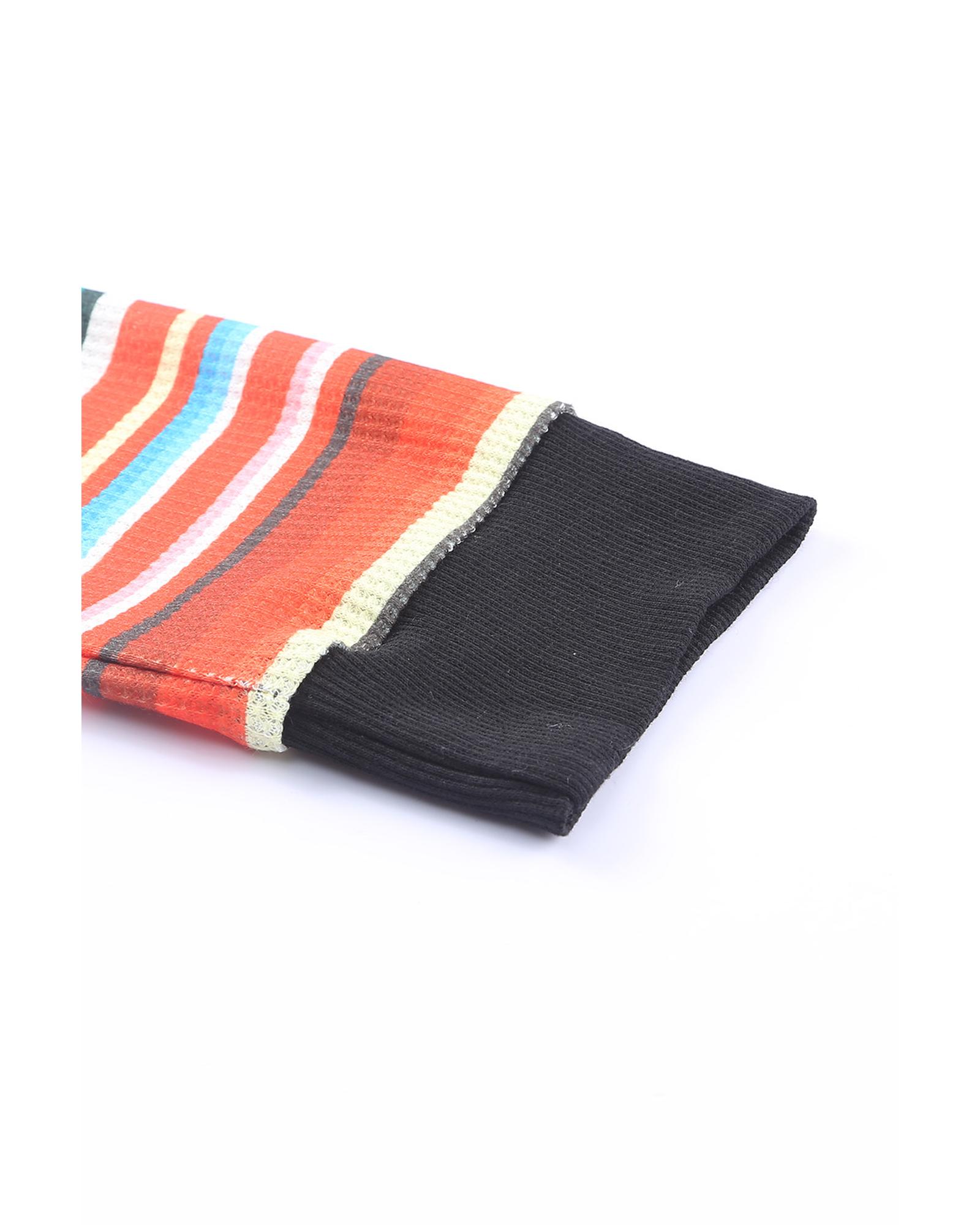 V539-AZEXDC25312316-22-S-202508260800-00 Azura Exchange Striped Patchwork Kangaroo Pocket Hoodie - S - Image 1