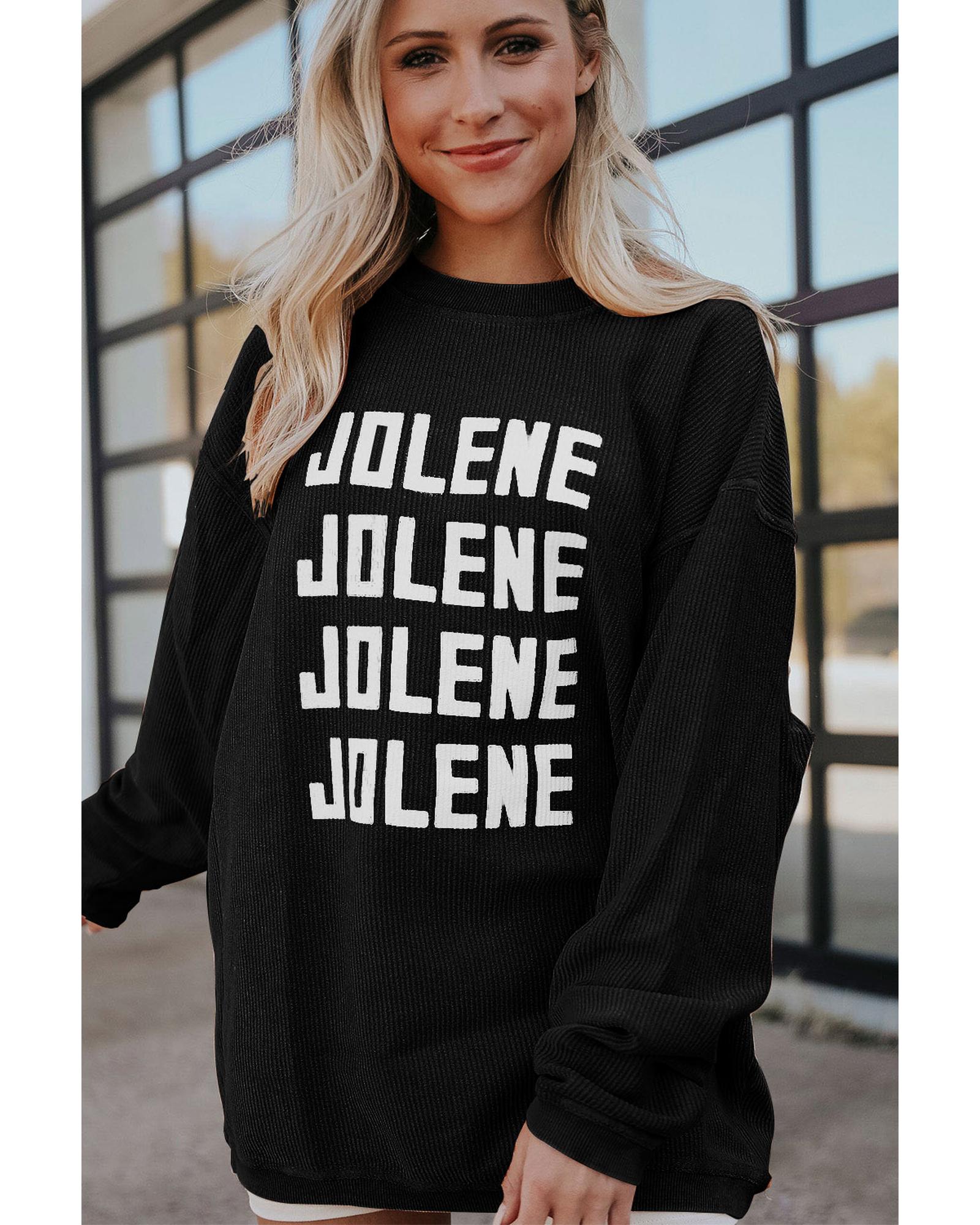 V539-AZEXDC25312934-2-S-202506130027-00 Black JOLENE Ribbed Corded Oversized Sweatshirt - S - Image 1