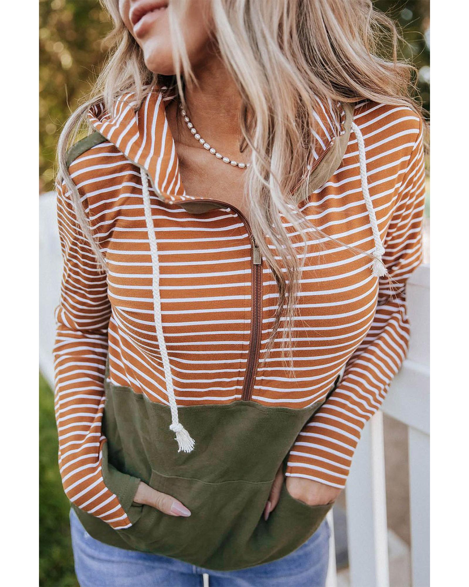 V539-AZEXDC25314699-14-M-202508290355-00 Azura Exchange Color Block Patchwork Thumbhole Sleeve Hoodie - M - Image 1