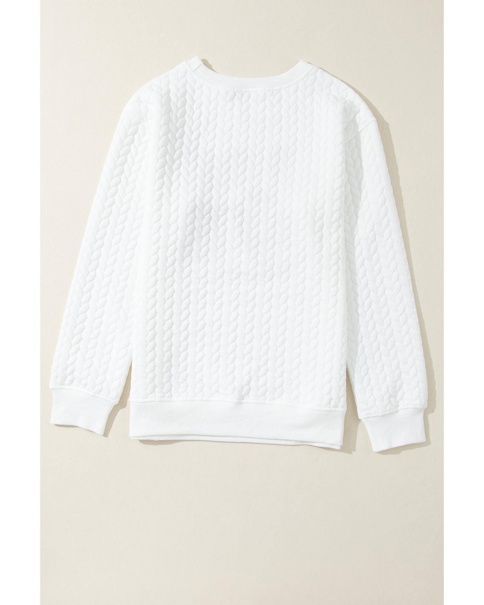 V539-AZEXDC25315291-P101-2XL-202508270910-00 White LOVE Chenille Embroidered Cable Knit Pullover Sweatshirt - 2XL - Image 1