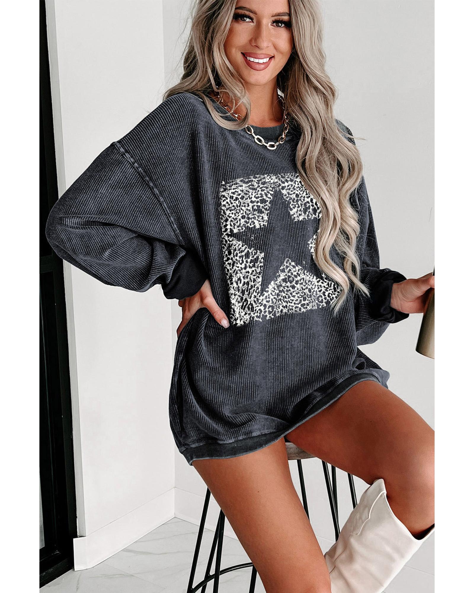 V539-AZEXDC25315574-11-XL-202508290455-00 Azura Exchange Leopard Star Graphic Corded Sweatshirt - XL - Image 1