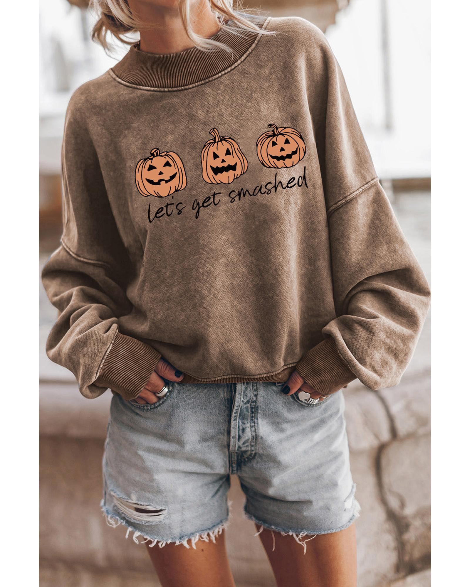 V539-AZEXDC25315596-17-2XL-202508311800-00 Azura Exchange Lets Get Smashed Halloween Pumpkin Graphic Sweatshirt - 2XL - Image 1