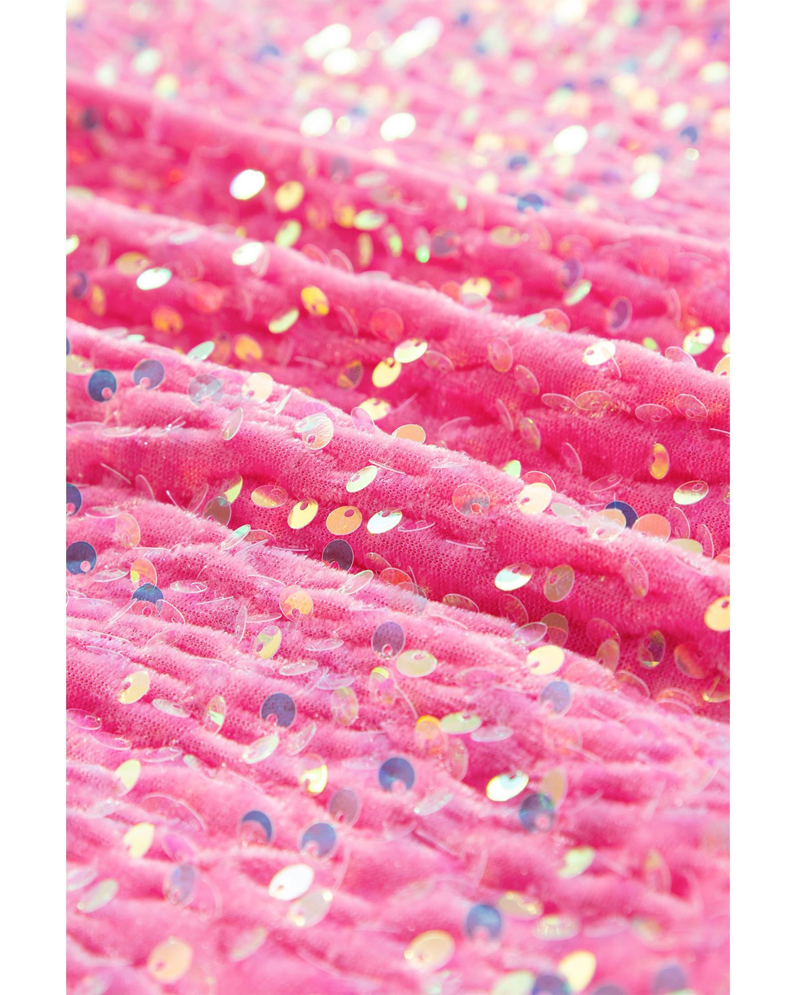 V539-AZEXDC25315601-P3010-M-202508282005-00 Bonbon Sequin Patchwork High Low Hem Henley Sweatshirt - M - Image 1