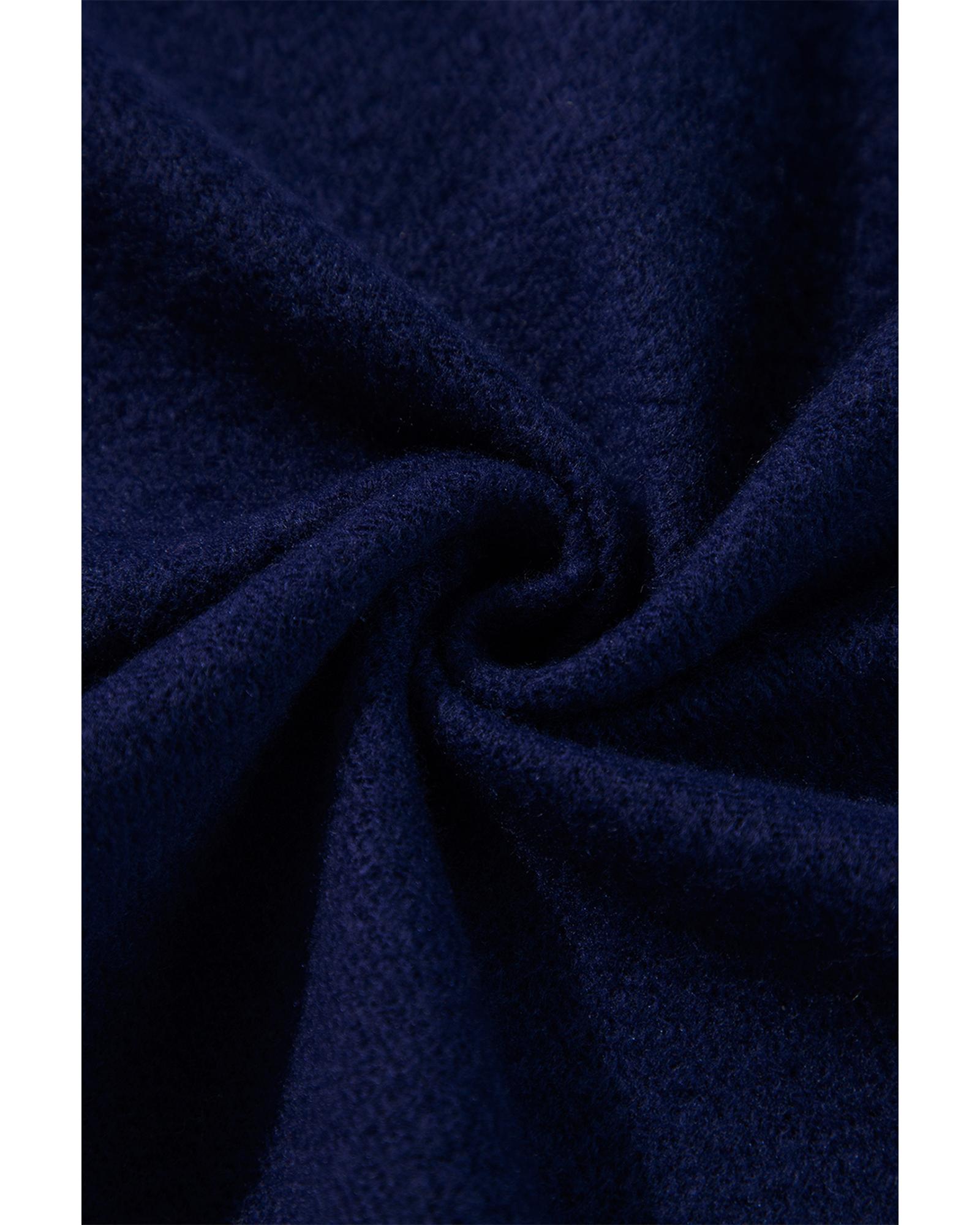 V539-AZEXDC25315884-P605-M-202508300515-00 Navy Blue Solid Color Fleece Lined Zip up Hoodie - M - Image 1