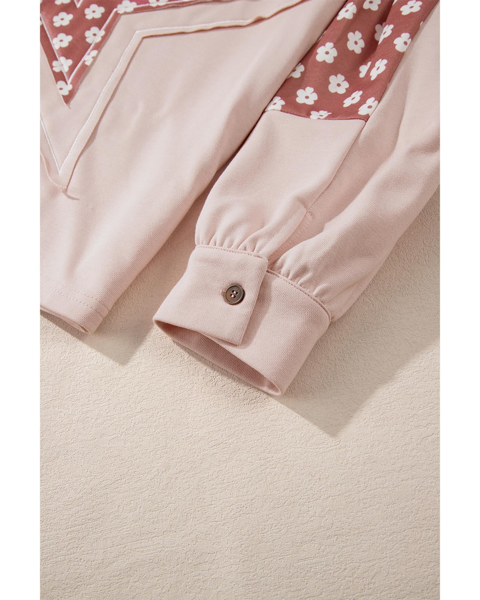 V539-AZEXDC25316979-P1210-M-202508281435-00 Delicacy Floral Patchwork Star Pattern Drawstring Hoodie - M - Image 1