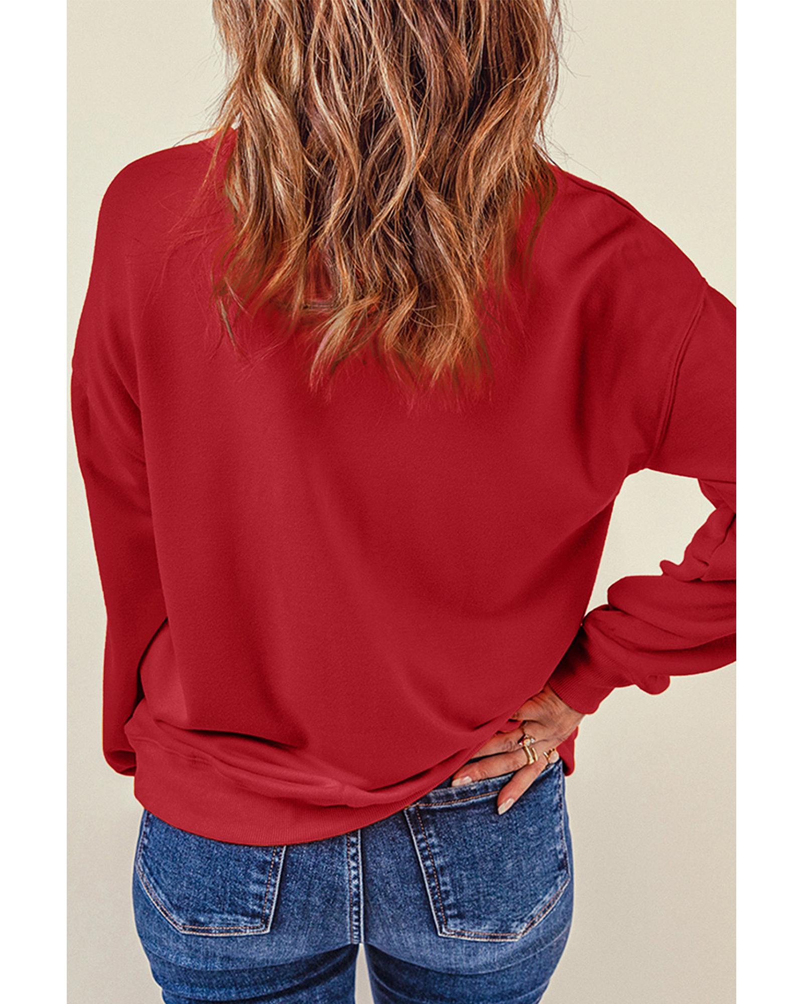 V539-AZEXDC25317086-103-M-202506130321-00 Red Puff XOXO Print Valentines Heart Sweatshirt - M - Image 1