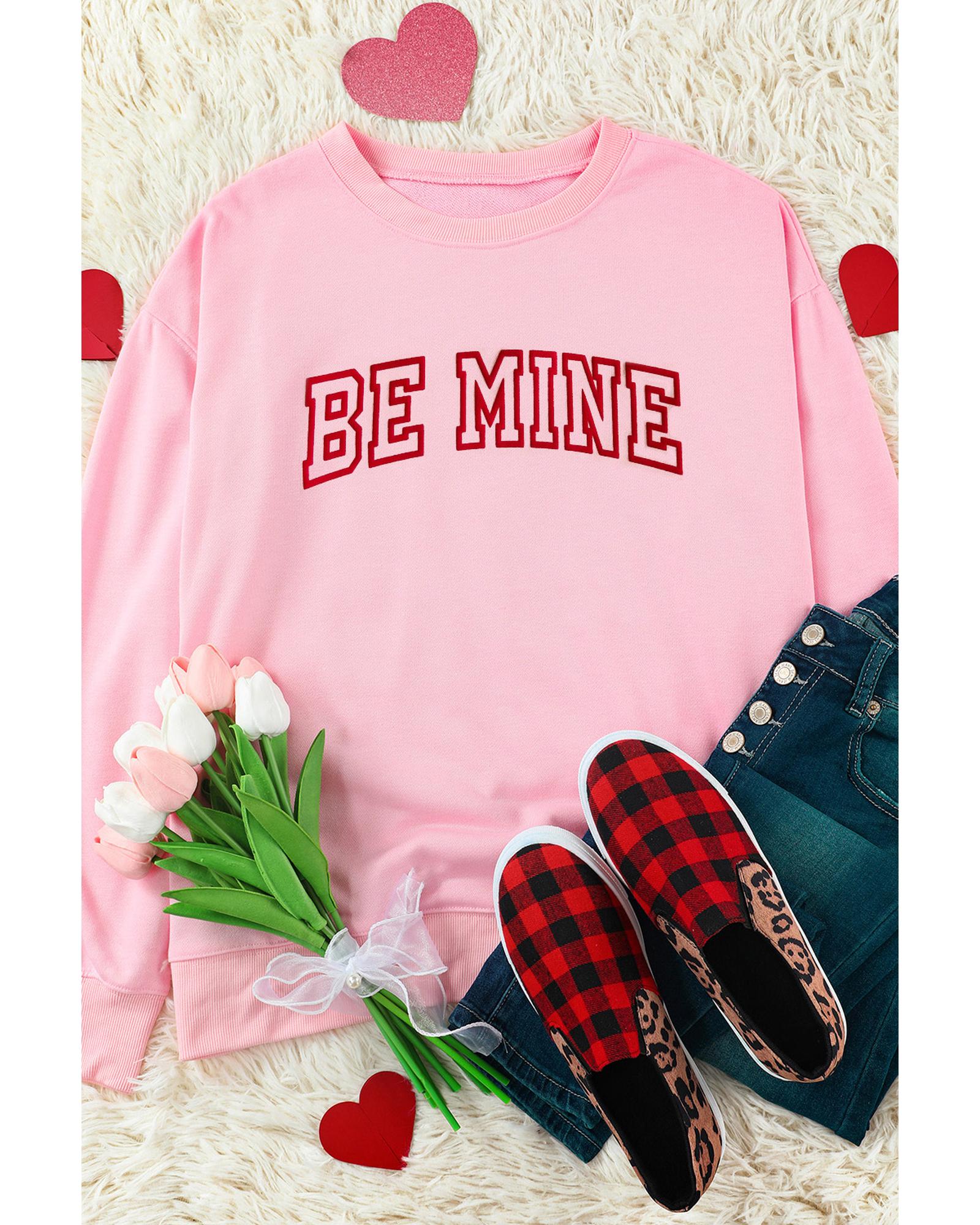 V539-AZEXDC25317161-10-2XL-202508291515-00 Pink BE MINE Puff Graphic Pullover Sweatshirt - 2XL - Image 1