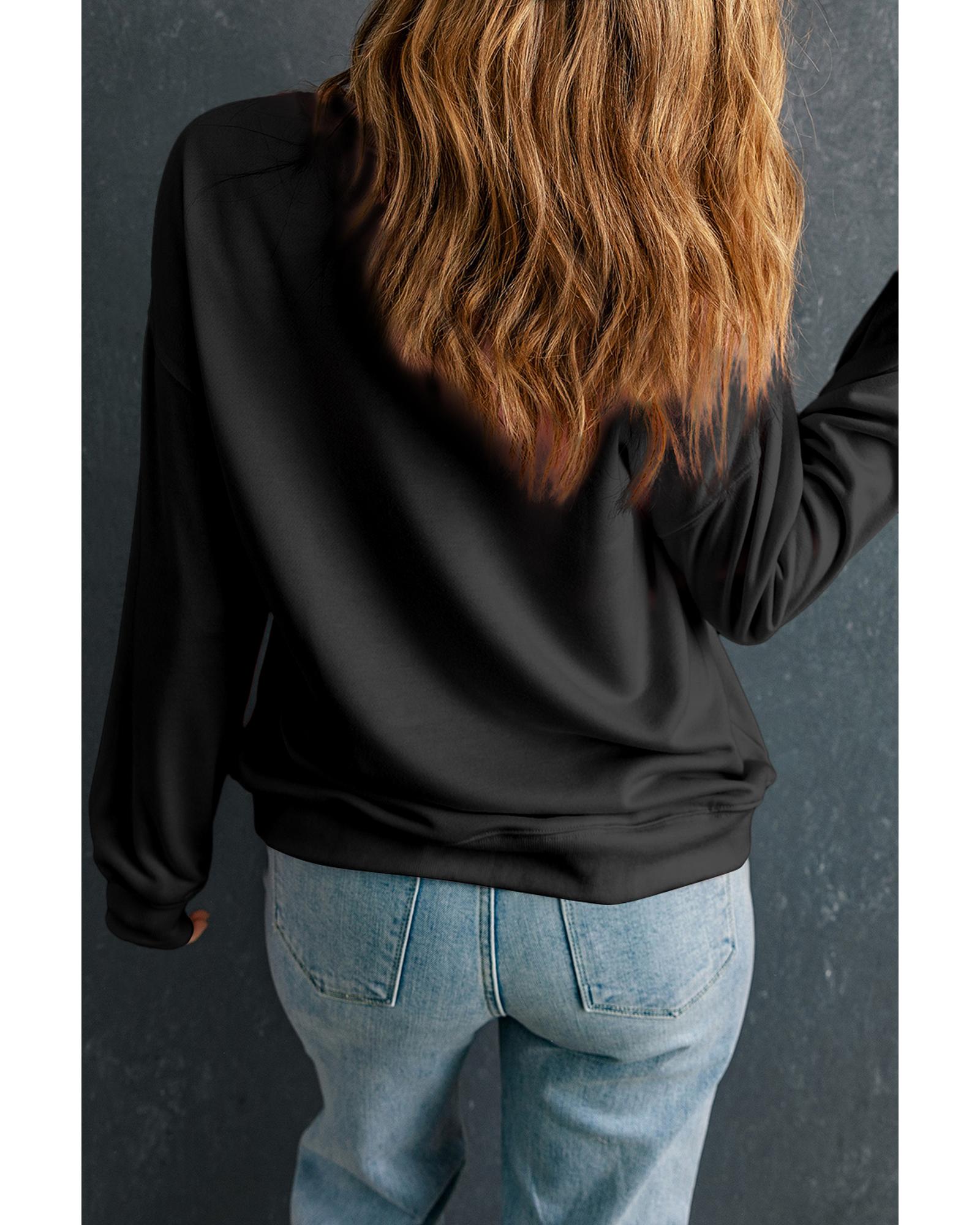 V539-AZEXDC25317184-2-M-202508282230-00 Black Solid Classic Crewneck Pullover Sweatshirt - M - Image 1