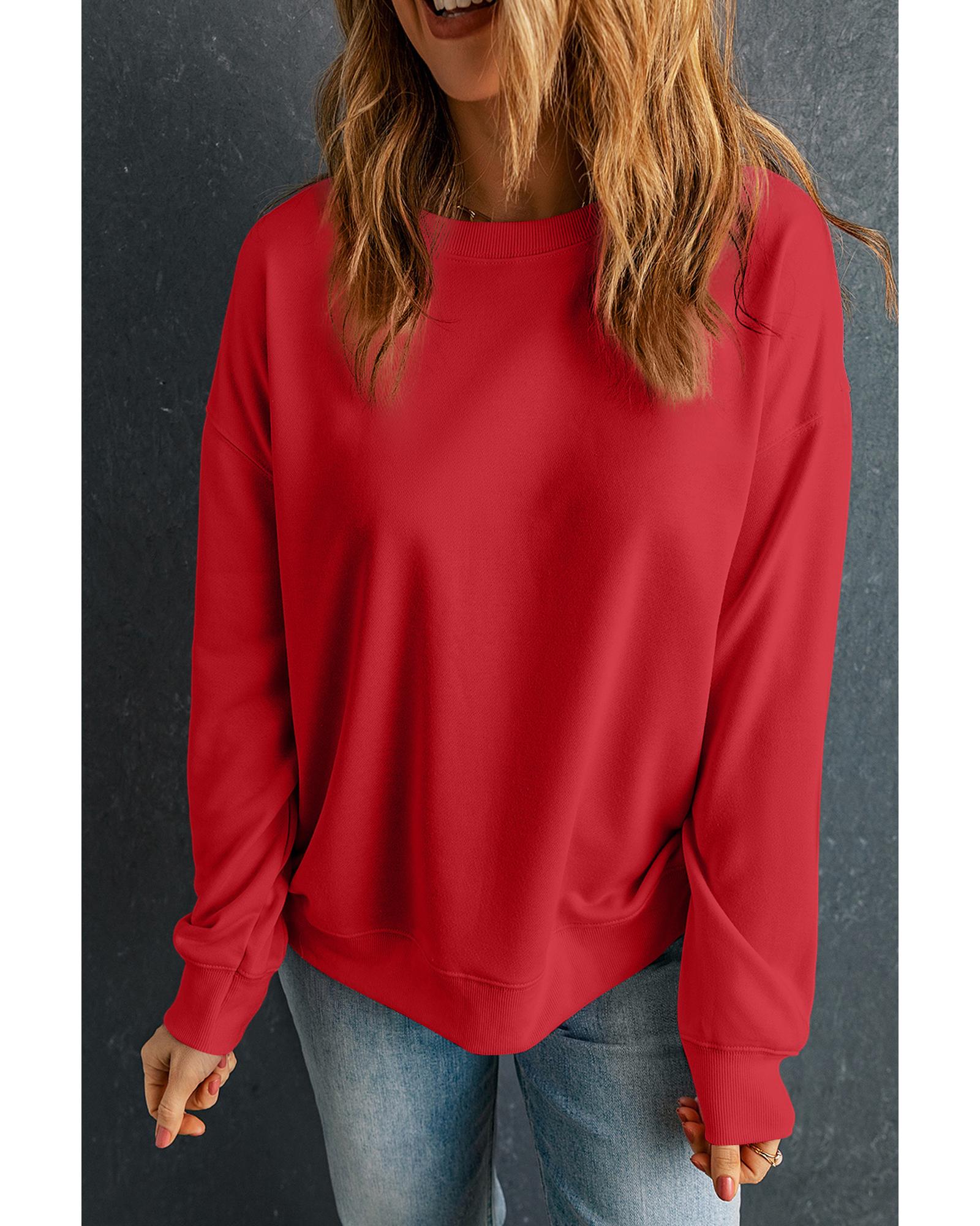 V539-AZEXDC25317184-3-XL-202508300530-00 Red Solid Classic Crewneck Pullover Sweatshirt - XL - Image 1