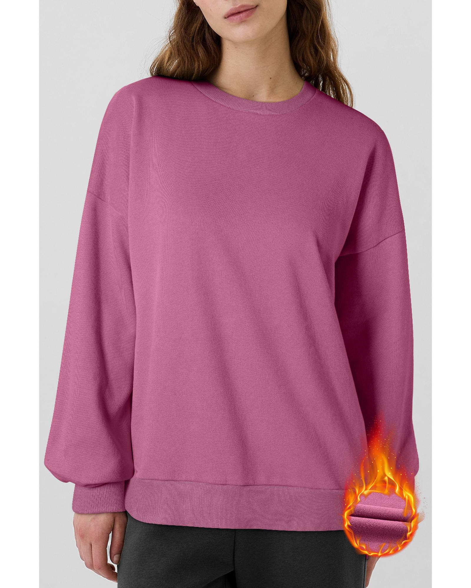 V539-AZEXDC25317234-P308-XL-202508300220-00 Valerian Solid Fleece Lined Drop Shoulder High Low Sweatshirt - XL - Image 1