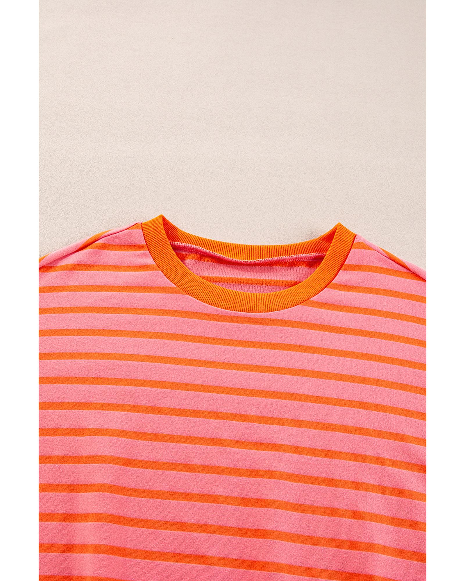 V539-AZEXDC25317379-P7014-L-202508282025-00 Russet Orange Drop Shoulder Crew Neck Loose Sweatshirt - L - Image 1