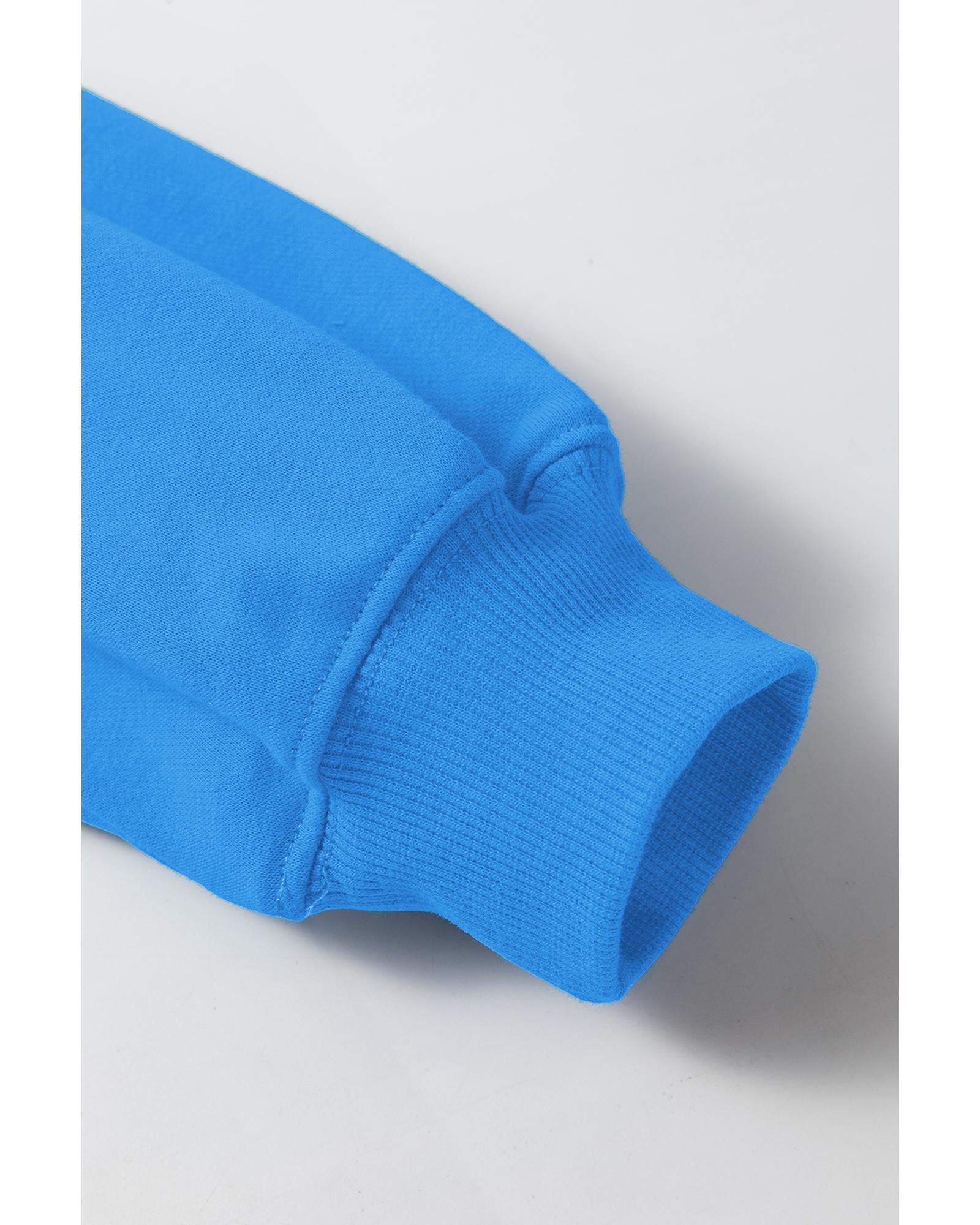 V539-AZEXDC25317743-P205-S-202506130325-00 Sky Blue Solid Color Drop Shoulder Long Sleeve Basic Sweatshirt - S - Image 1