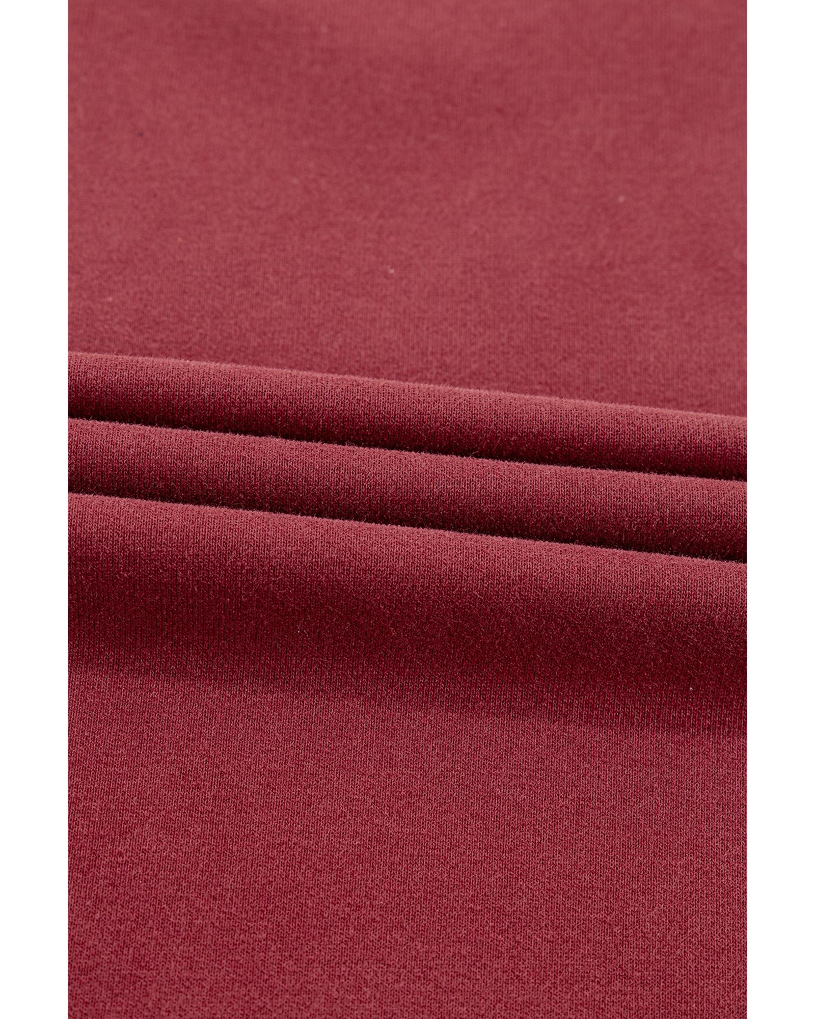 V539-AZEXDC25317836-P503-XL-202508291235-00 Burgundy Plain Drop Shoulder Crewneck Pullover Sweatshirt - XL - Image 1