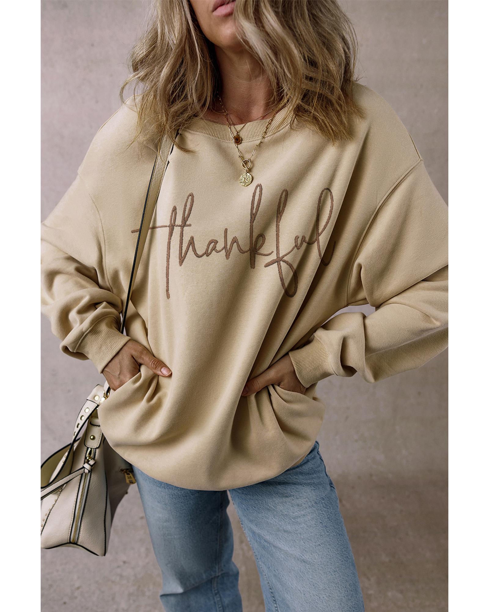 V539-AZEXDC25318454-P6016-XL-202508270720-00 Parchment thankful Embroidered Drop Shoulder Pullover Sweatshirt - XL - Image 1