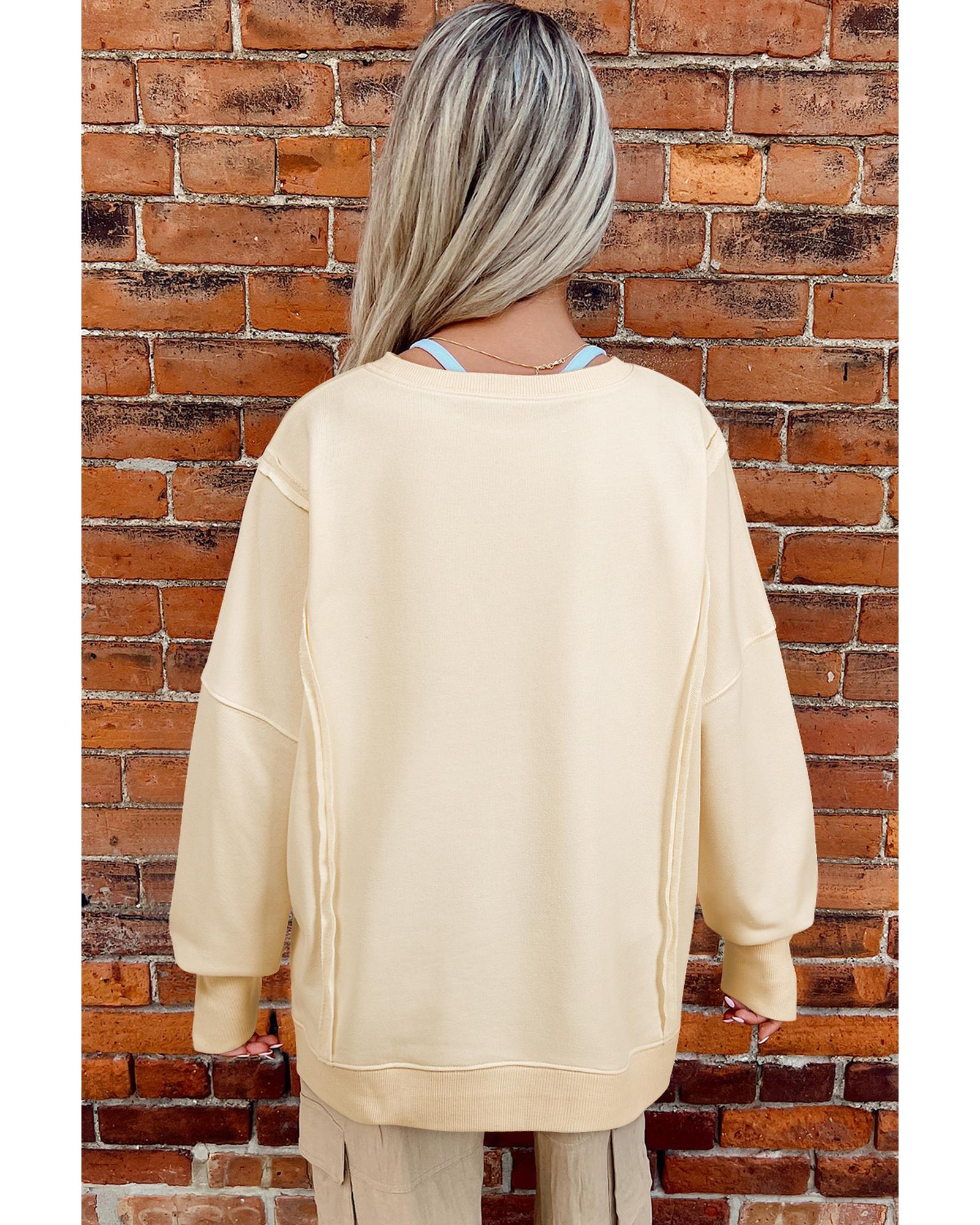 V539-AZEXDC25318470-P101-S-202506131127-00 Apricot LOVE PATCH Graphic Oversized Sweatshirt - S - Image 1