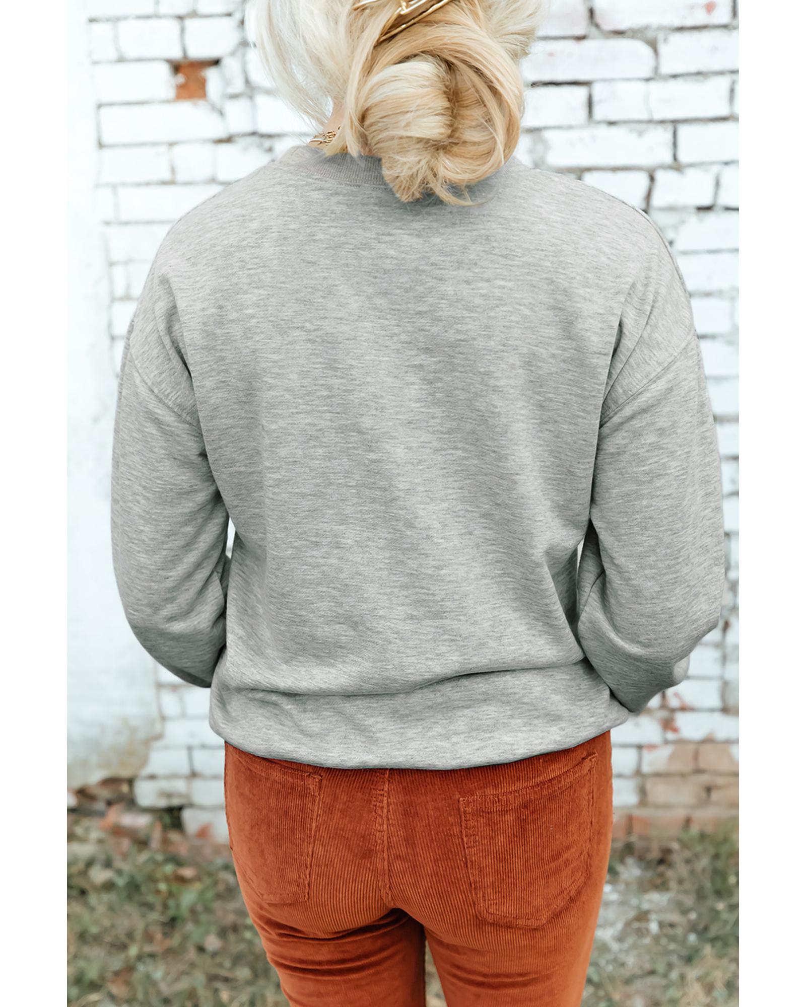 V539-AZEXDC25318682-P11-M-202508280845-00 Gray Disco Ball Bowknot Pumpkin Graphic Crewneck Sweatshirt - M - Image 1