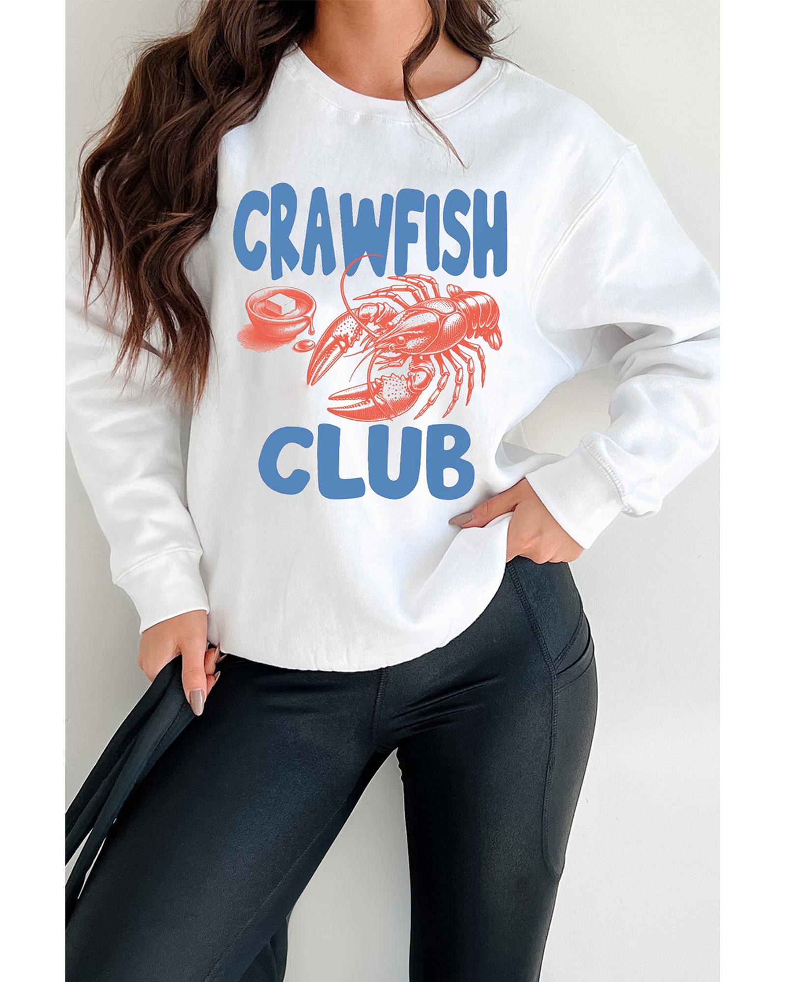 V539-AZEXDC25319462-15-M-202508282005-00 White CRAWFISH CLUB Printed Drop Shoulder Sweatshirt - M - Image 1