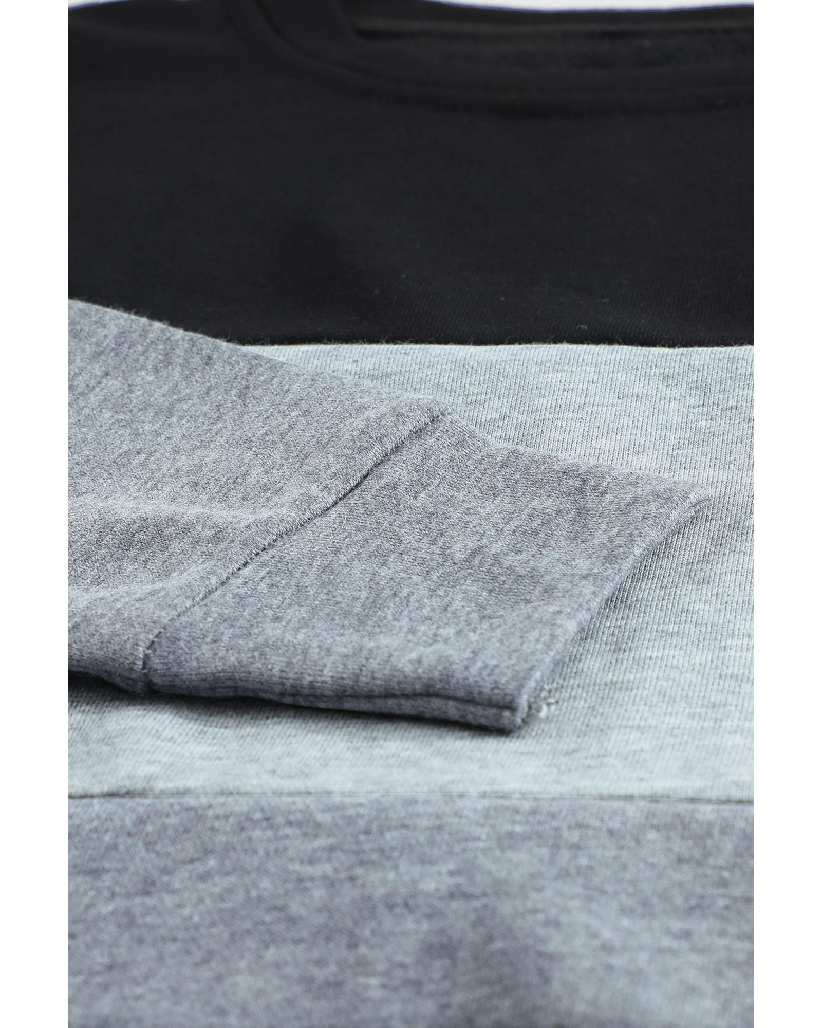 V539-AZEXDC2532980-2-M-202508261300-00 Azura Exchange Black Contrast Stitching Sweatshirt with Slits - M - Image 1