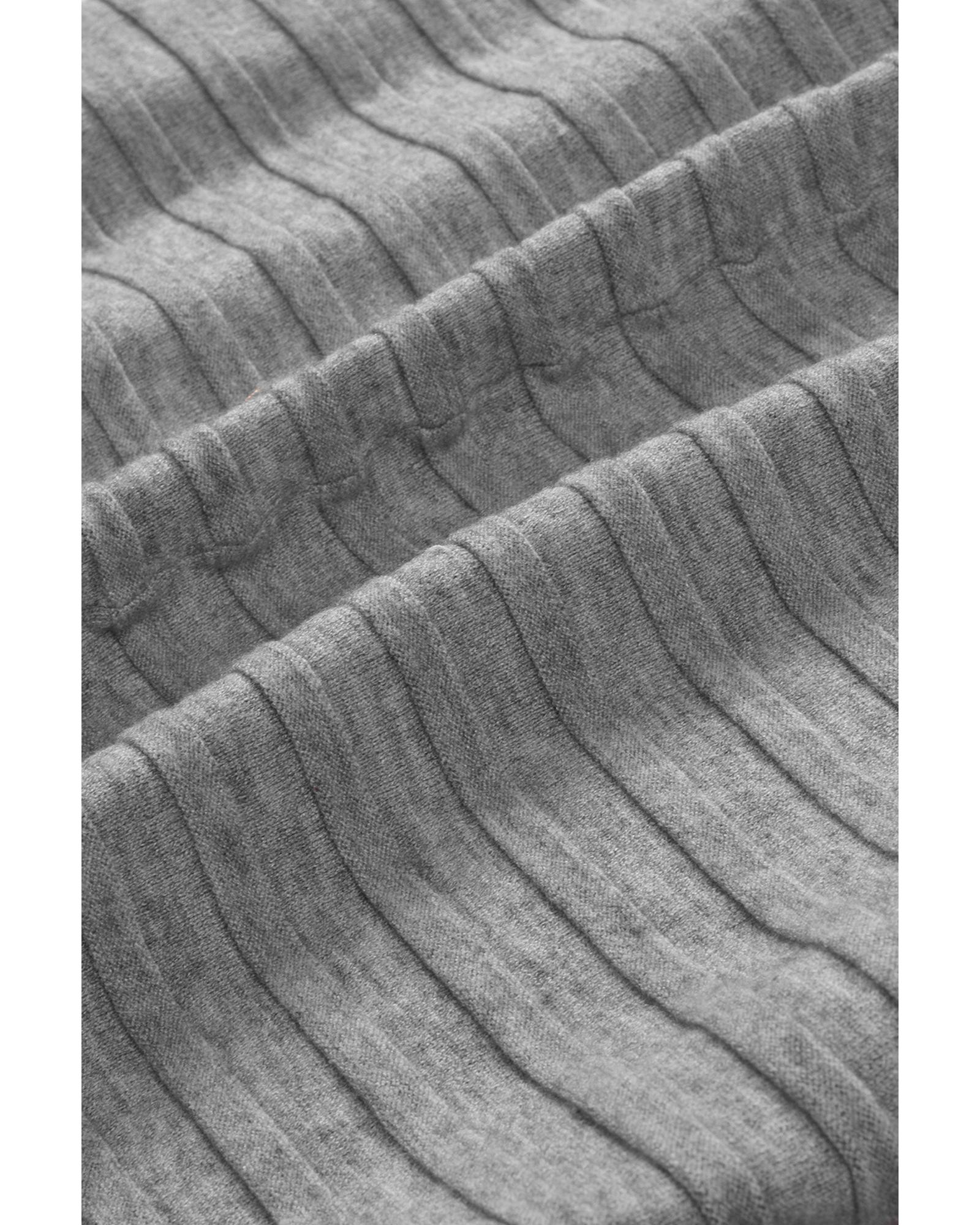 V539-AZEXDC2541255-11-M-202508291310-00 Gray Ribbed Open Front Knit Cardigan - M - Image 1