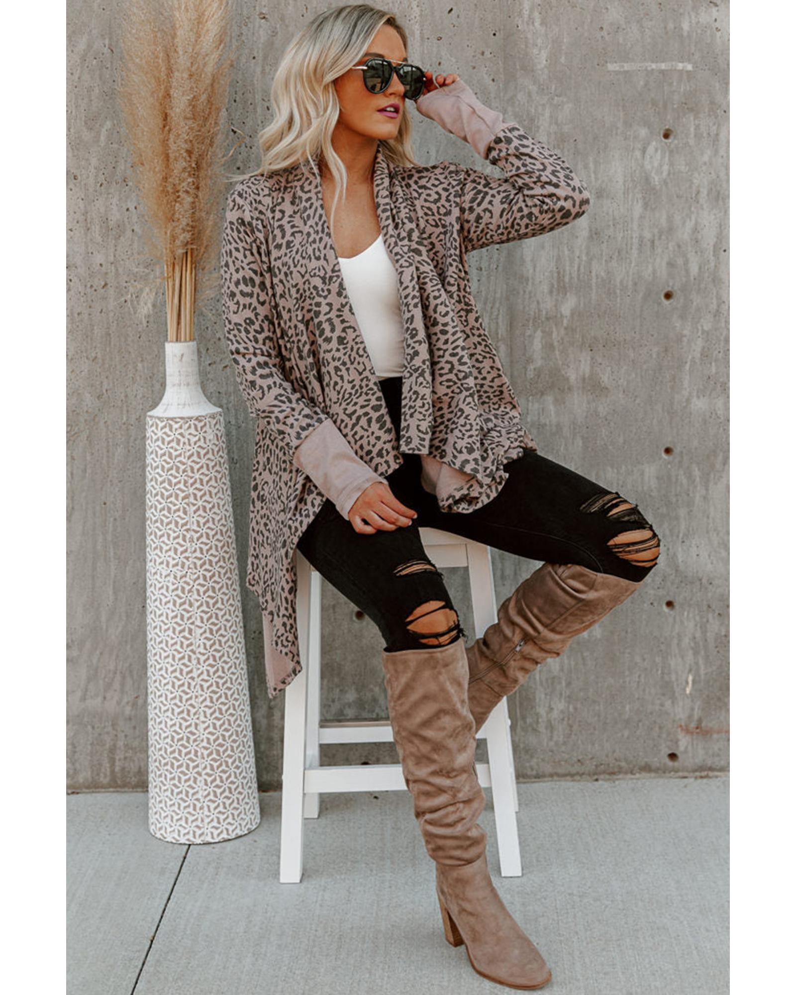 V539-AZEXDC2541573-20-M-202508270255-00 Leopard Open Front Cardigan - M - Image 1