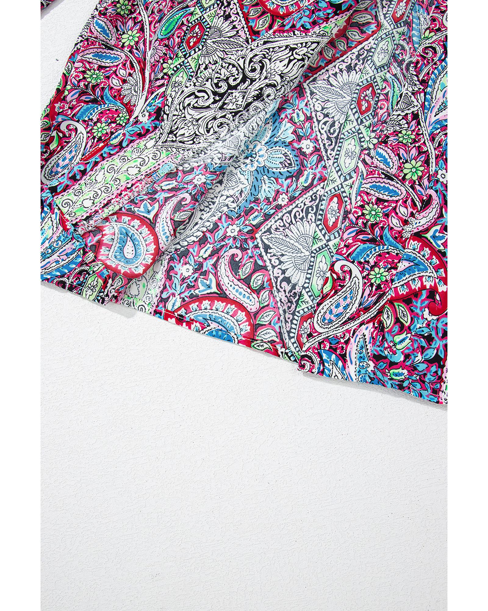 V539-AZEXDC2542546-P320-L-202508280550-00 Red Paisley Print Open Front Kimono - L - Image 1