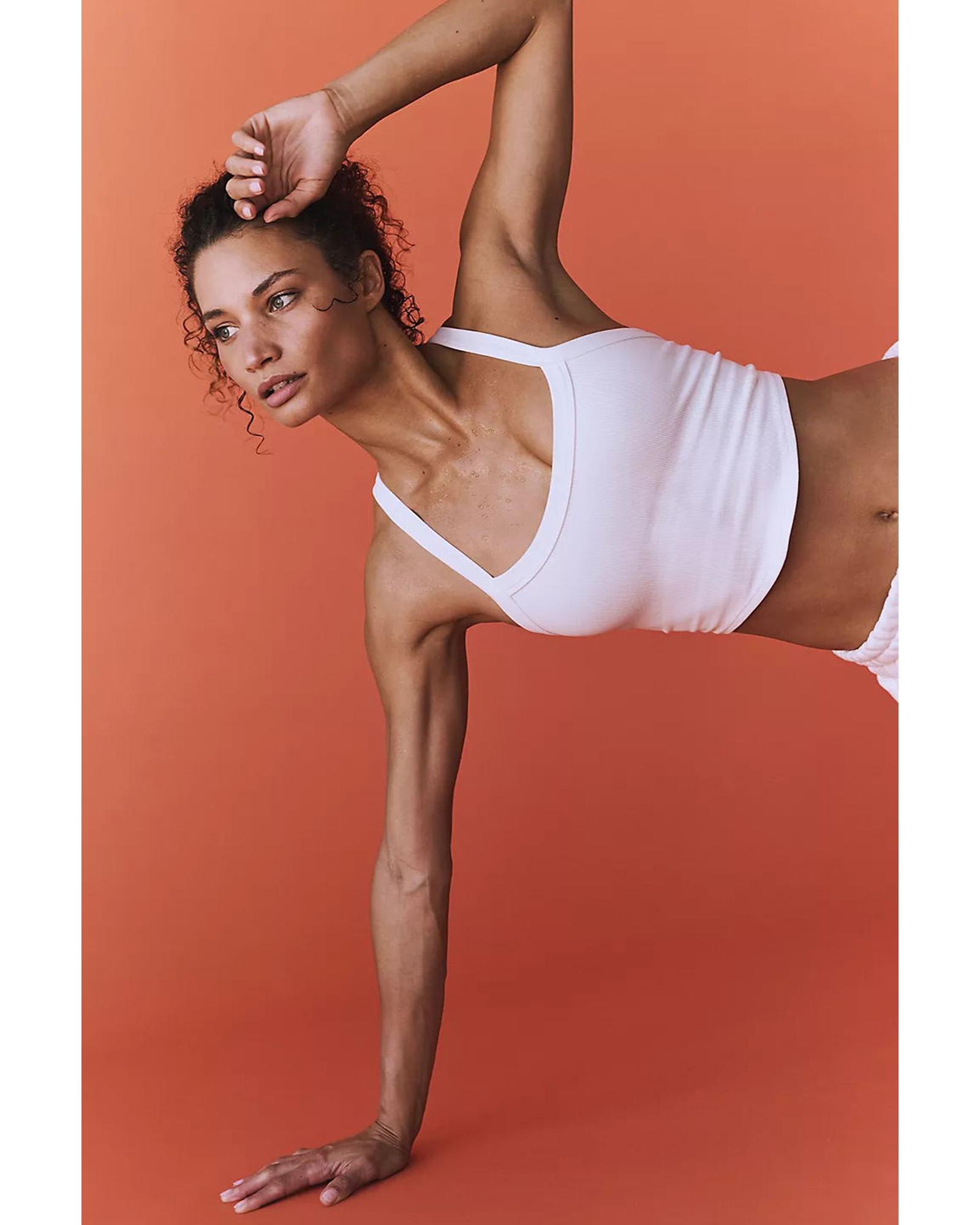 V539-AZEXDC25611826-P1-XL-202508280425-00 White Athletic Ribbed Cropped Cami Top - XL - Image 1