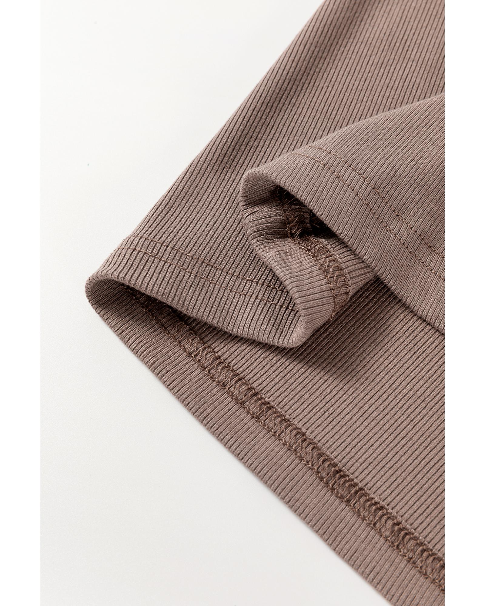 V539-AZEXDC25612465-P7016-L-202508291620-00 Smoke Gray Ribbed Knit Colorblock Edge U Neck Slim Fit Tank Top - L - Image 1