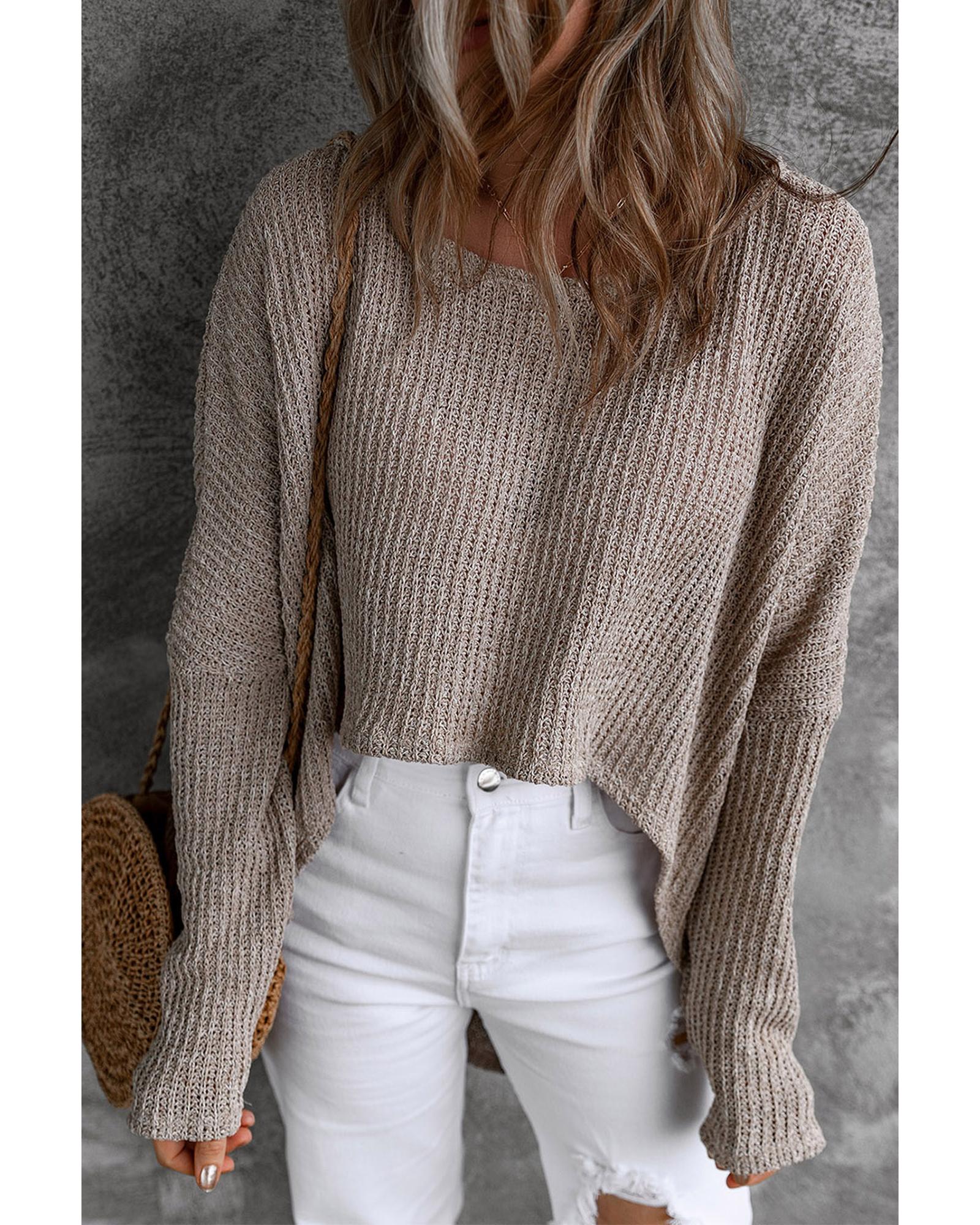 V539-AZEXDC2722949-11-M-202508291920-00 Gray Slouchy Dolman Sleeve High Low Sweater - M - Image 1