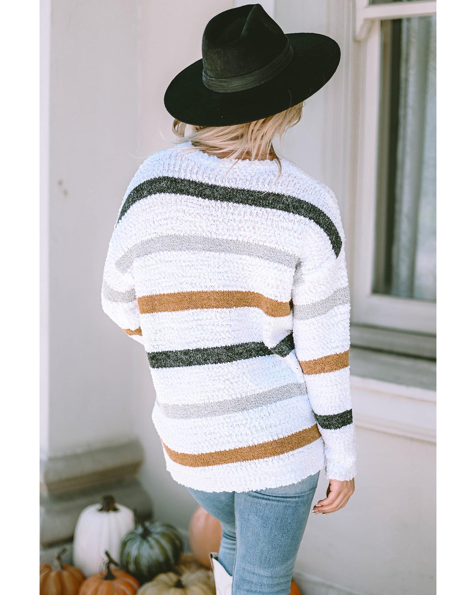 V539-AZEXDC2722976-19-S-202506132036-00 Striped Popcorn Knit Sweater - S - Image 1