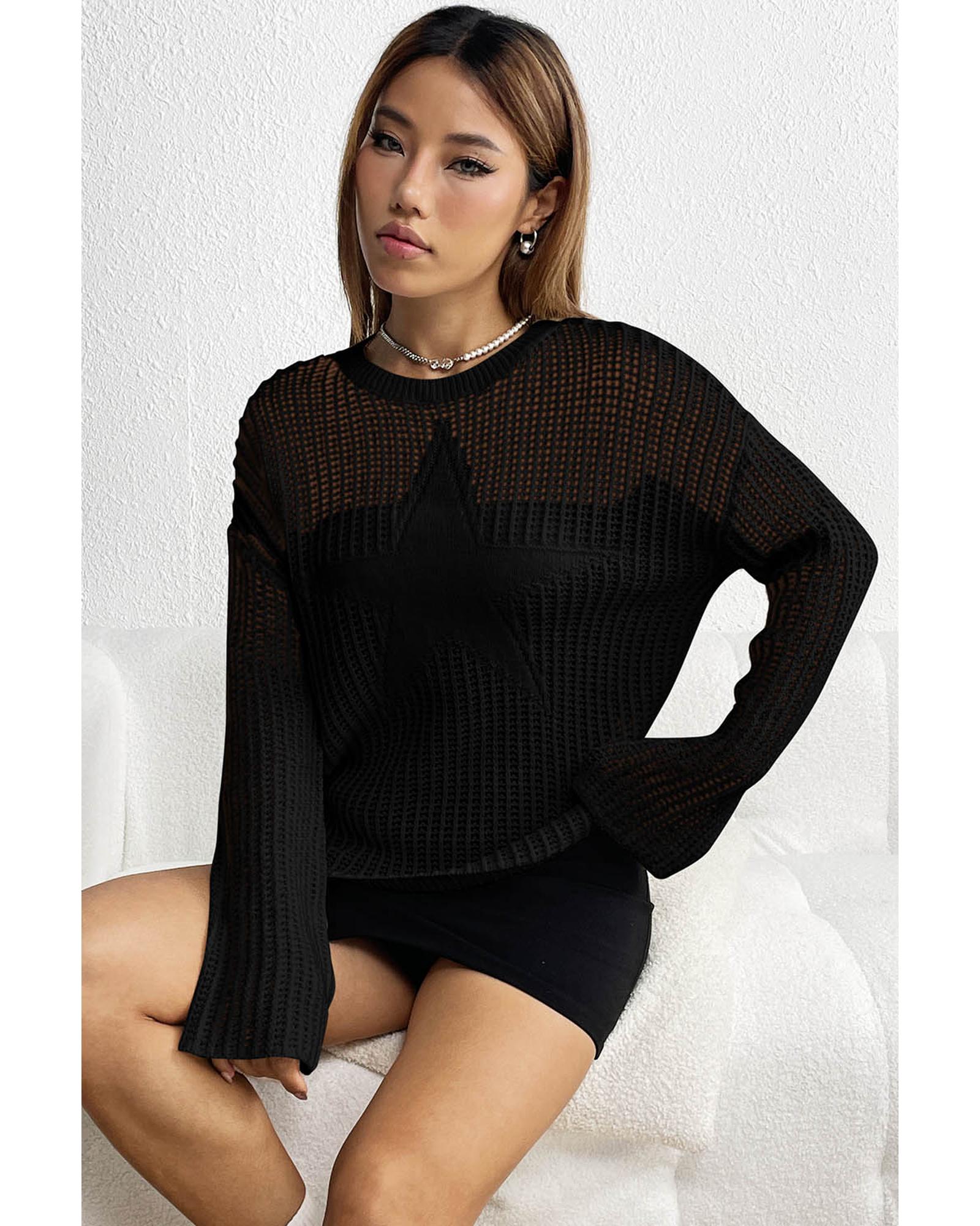 V539-AZEXDC2723220-2-L-202508281615-00 Black Seeing Stars Oversized Sweater - L - Image 1