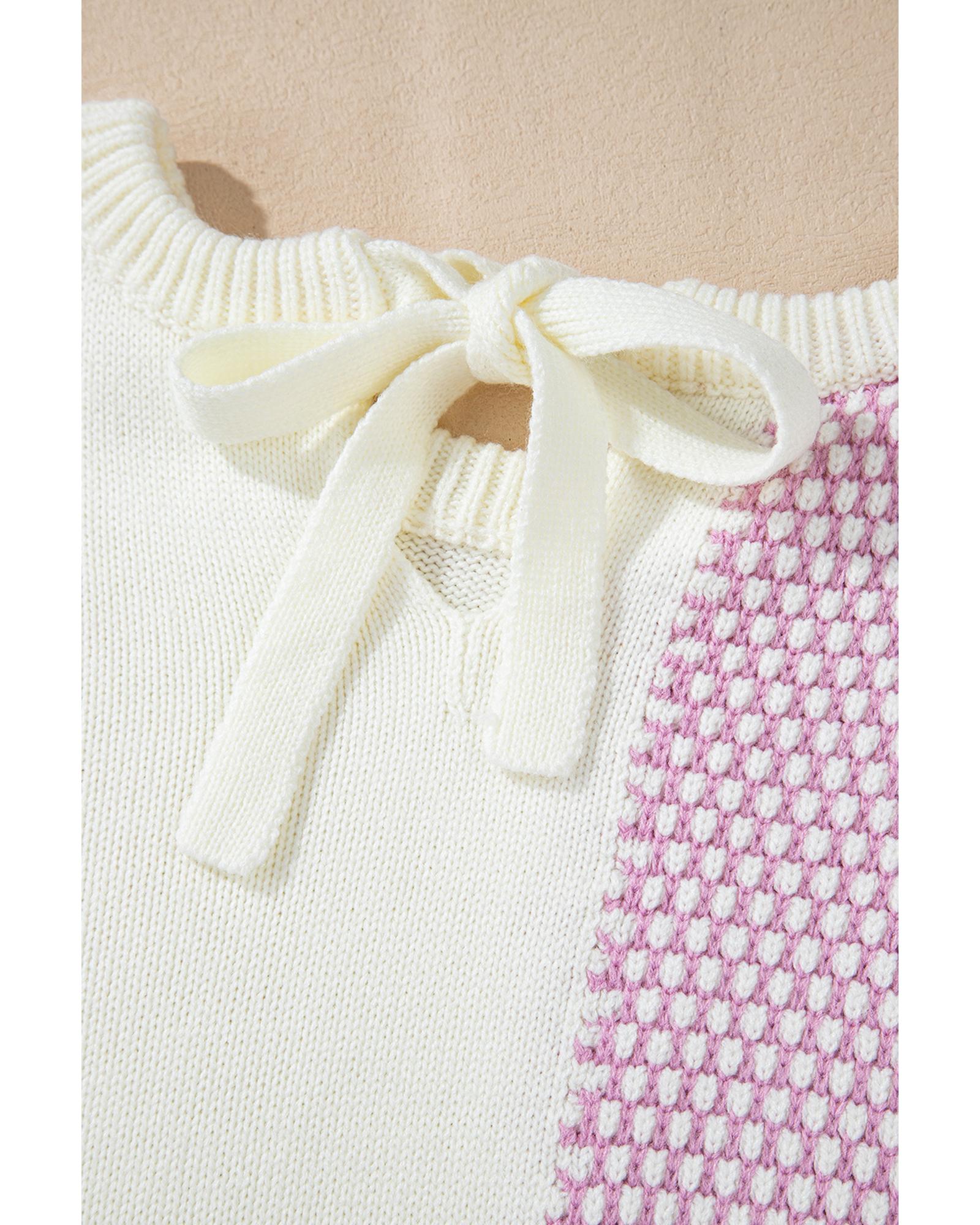 V539-AZEXDC2723462-P3010-S-202506132345-00 Bonbon Neutral Colorblock Tie Back Sweater - S - Image 1