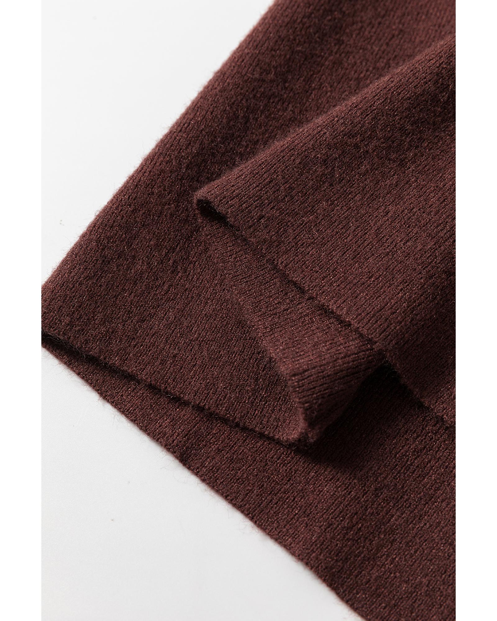 V539-AZEXDC273763-P1017-L-202508280820-00 Coffee Slim Fit Mock Neck Side Slit Sweater Dress - L - Image 1