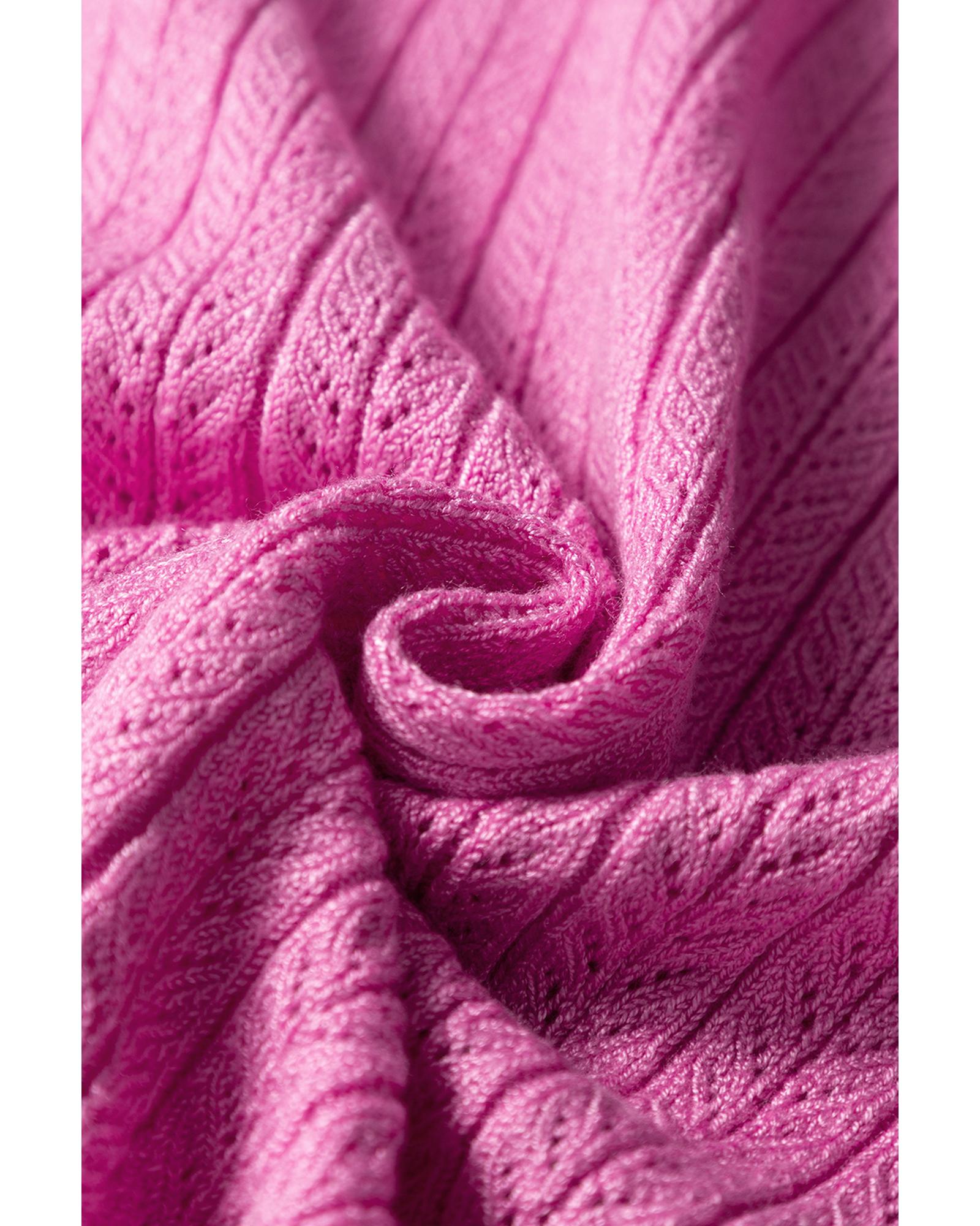 V539-AZEXDC277672-P608-S-202506140736-00 Phalaenopsis Textured Square Neck Half Sleeve Knitted Top - S - Image 1