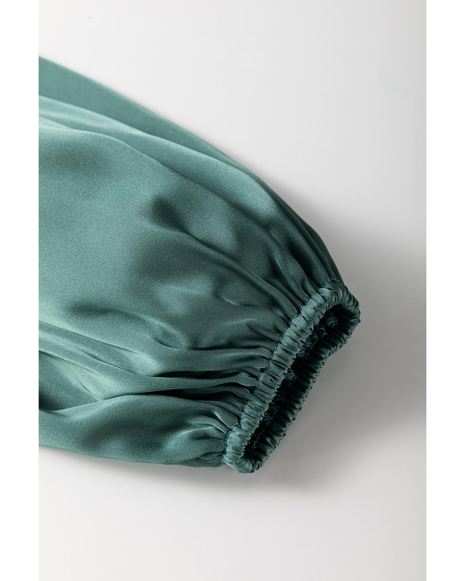 V539-AZEXDC6121556-P509-S-202506141835-00 Mist Green Tiered Ruffled Puff Sleeve Loose Fit Mini Dress - S - Image 1