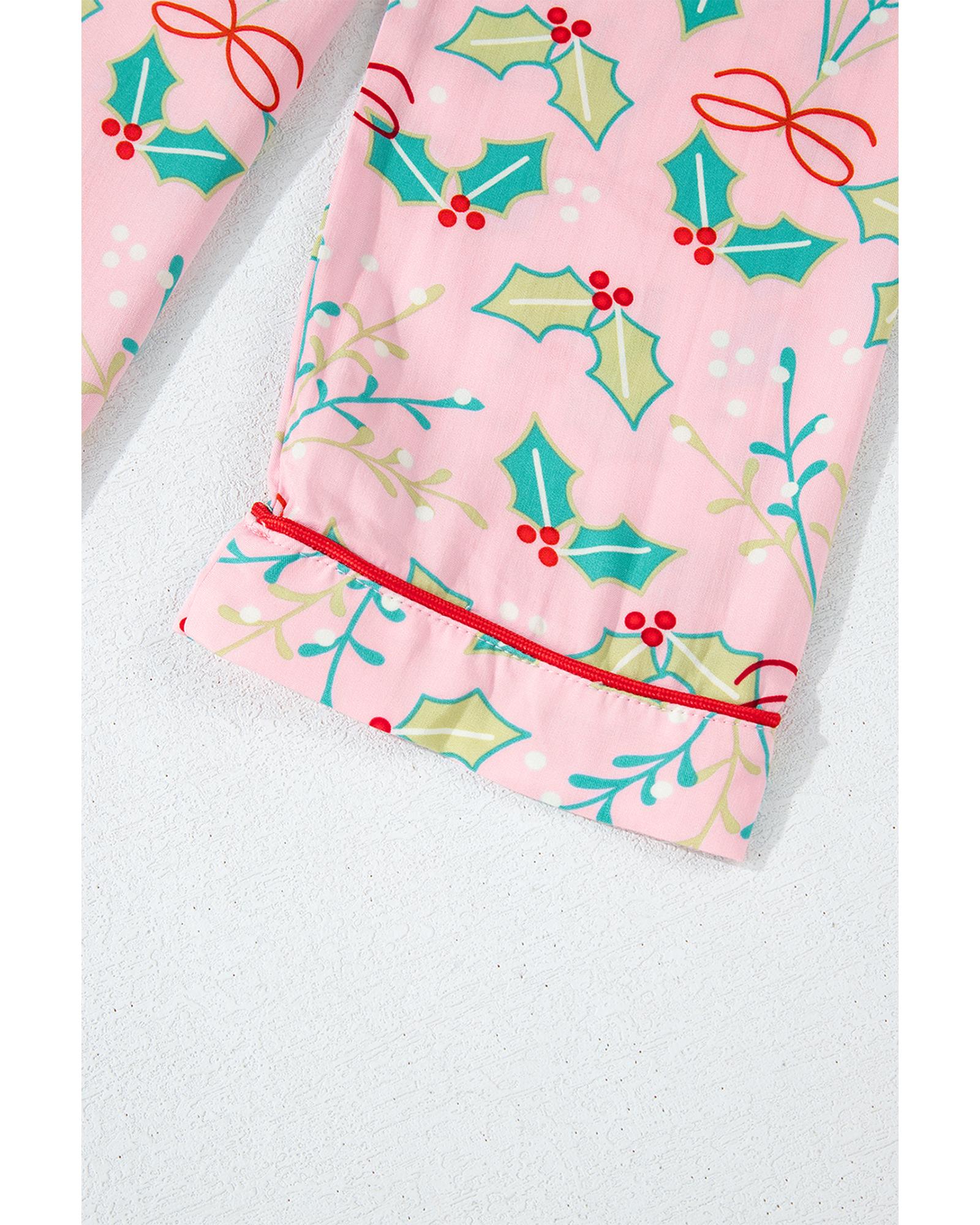V539-AZEXDC626549-P22-M-202508301035-00 Multicolour Floral Christmas Pajamas Set - M - Image 1