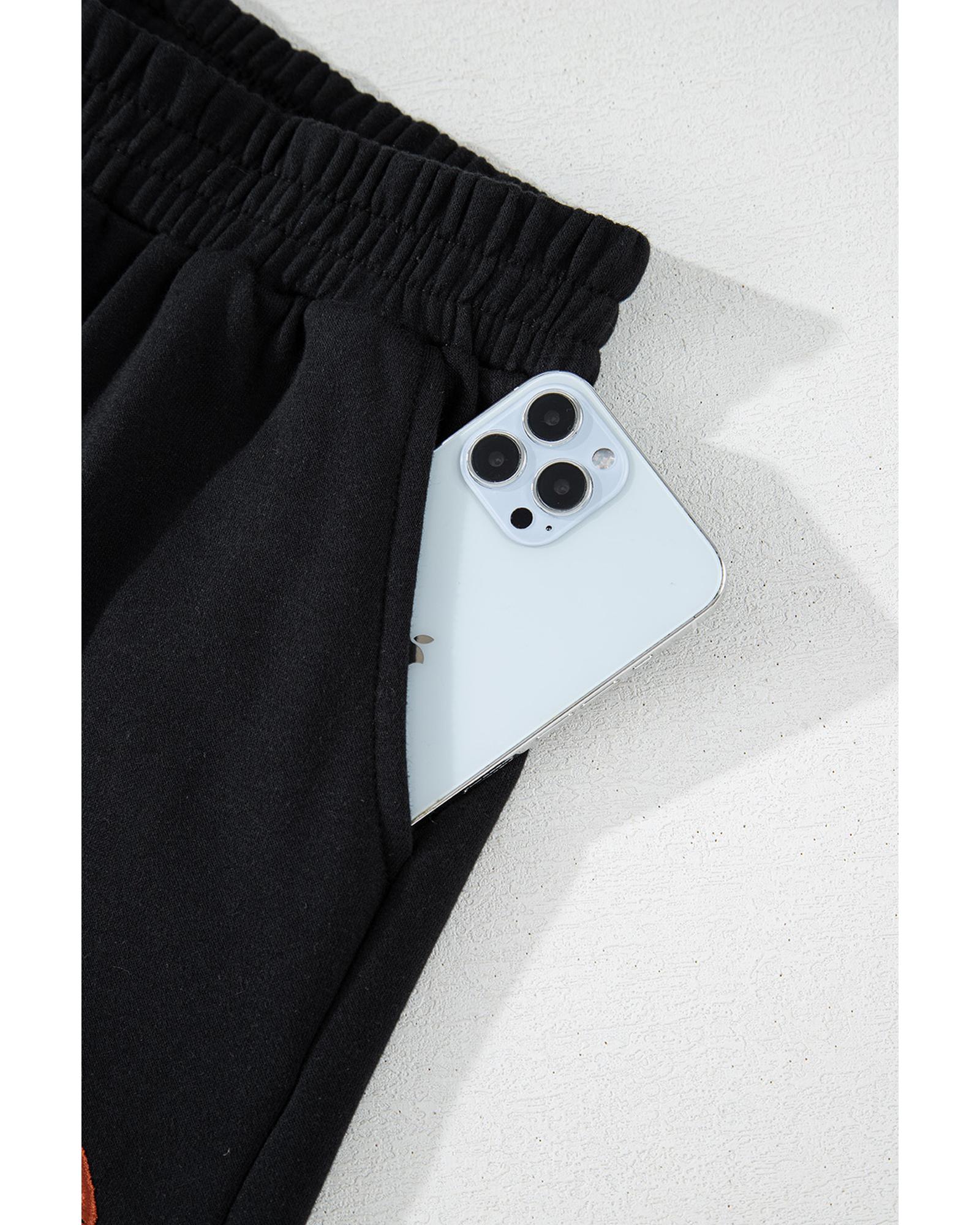 V539-AZEXDC626554-P2-S-202506150312-00 Black GAME DAY Rugby Football Graphic Pullover and Shorts Casual Outfit - S - Image 1