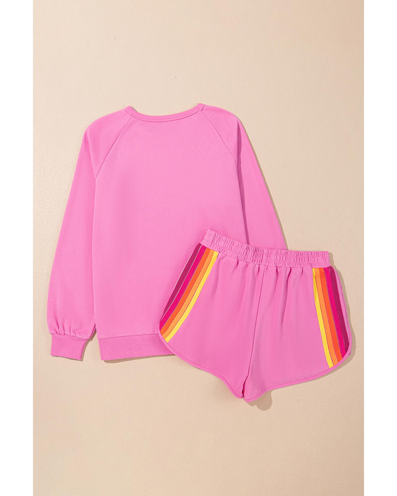 V539-AZEXDC626684-P3010-S-202508310225-00 Bonbon Striped Accent Pullover and Shorts Two Piece Casual Set - S - Image 1