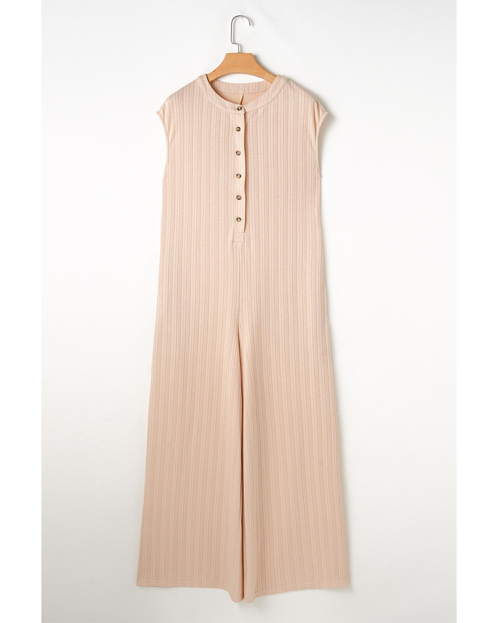 V539-AZEXDC6413895-P7016-XL-202508301330-00 Smoke Gray Textured Buttoned Wide Leg Sleeveless Jumpsuit - XL - Image 1