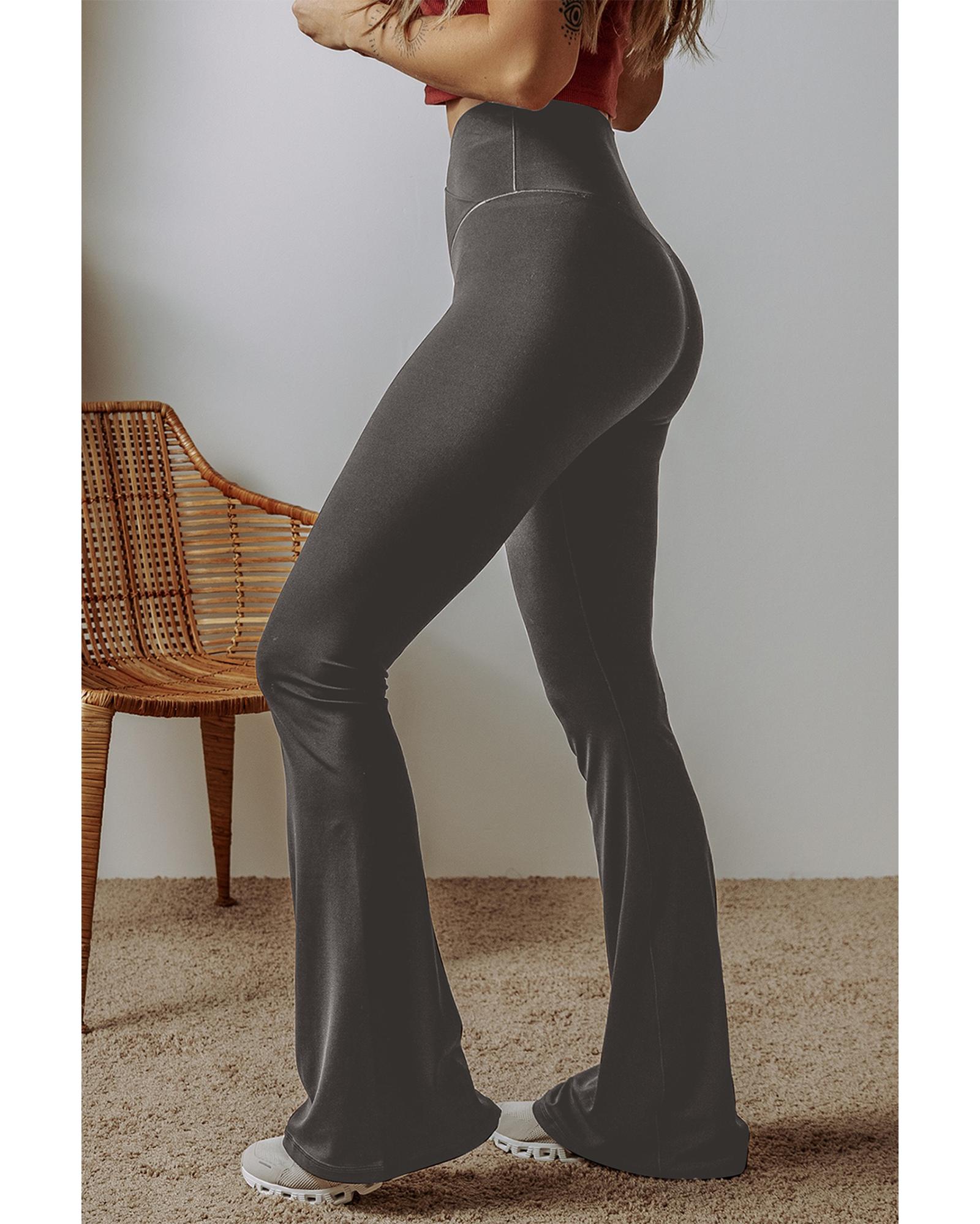 V539-AZEXDC761566-P2011-S-202506150807-00 Dark Grey V Shape High Waist Flared Leggings - S - Image 1