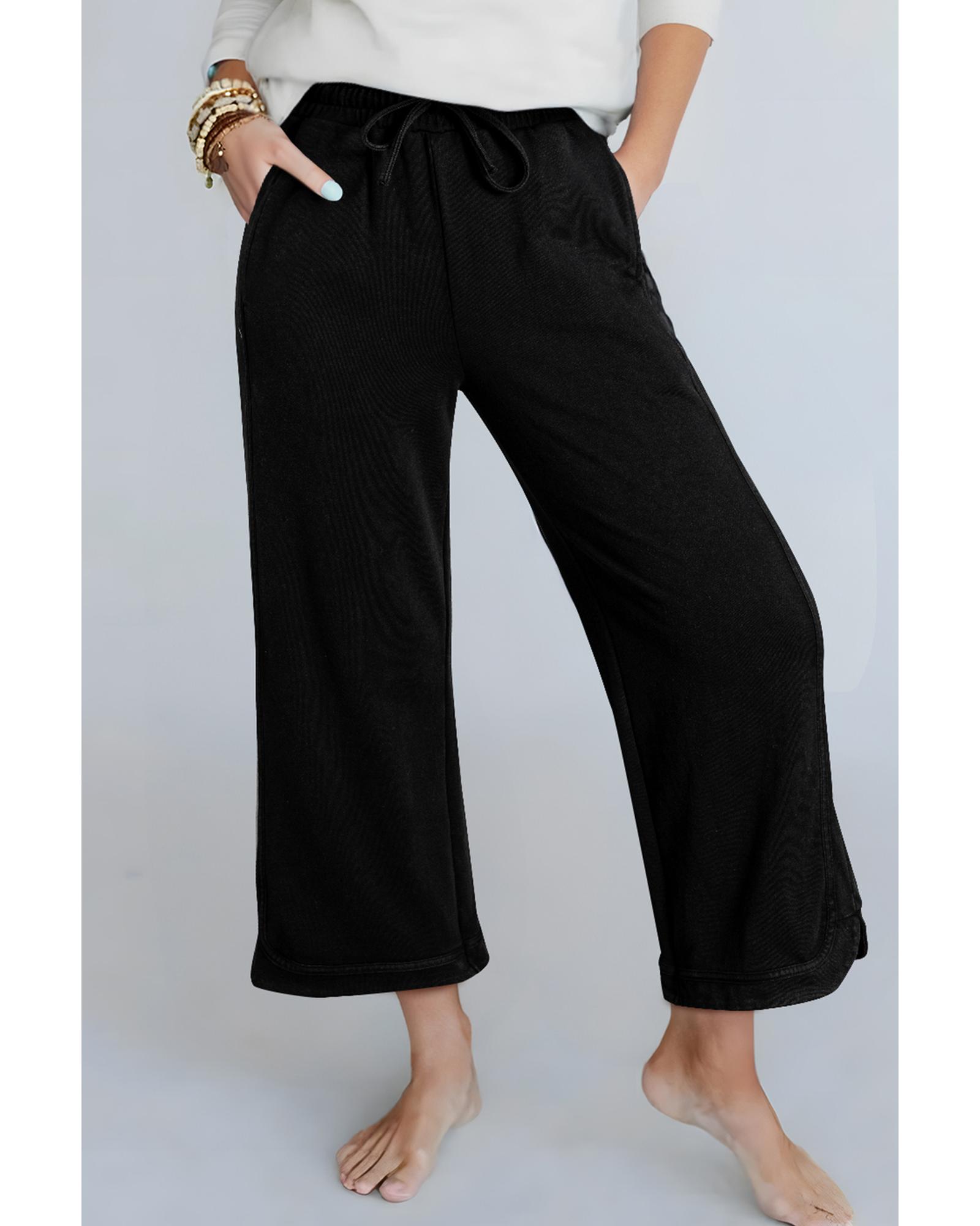 V539-AZEXDC7712888-P2-XL-202508280550-00 Black Mineral Wash Exposed Seam Wide Leg Pants - XL - Image 1