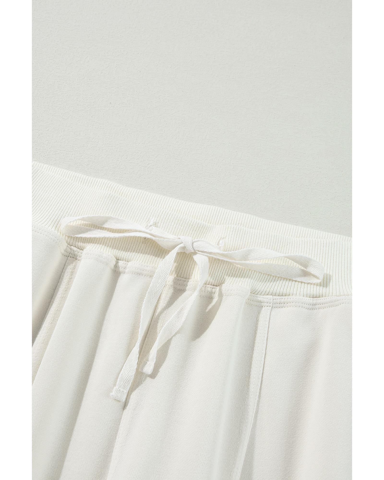 V539-AZEXDC7713038-P15-S-202506151012-00 Beige Plain Cargo Pockets High Waist Casual Sweatpants - S - Image 1