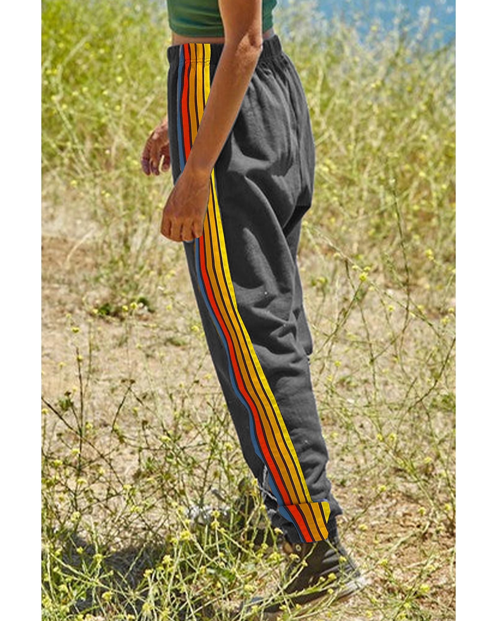 V539-AZEXDC7713367-P2011-M-202508310210-00 Dark Grey Counting Rainbows High Waist Sweatpants - M - Image 1