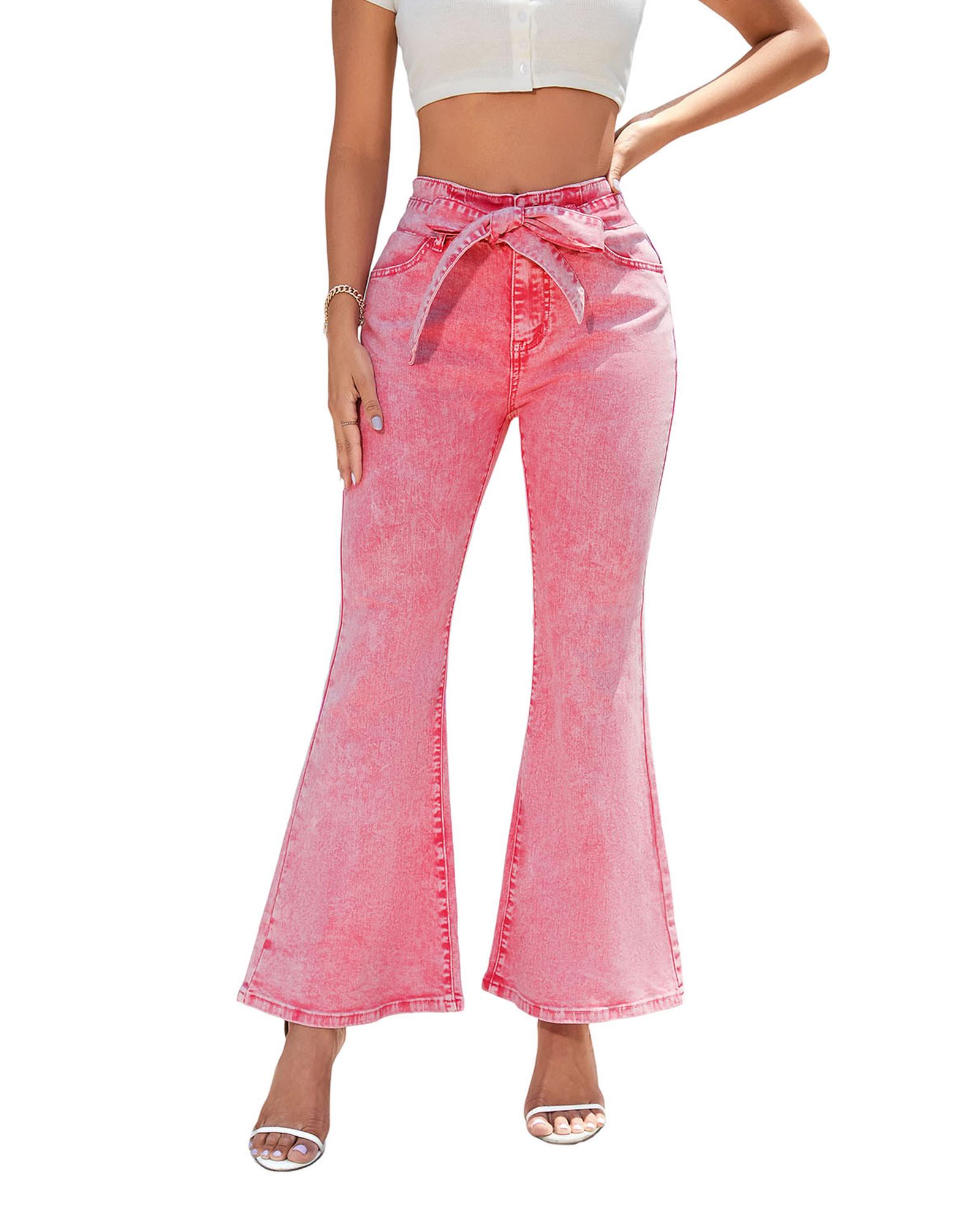 V539-AZEXDC7873355-10-6-202508290805-00 Azura Exchange High Waist Flare Leg Front Knot Jeans - 6 US - Image 1