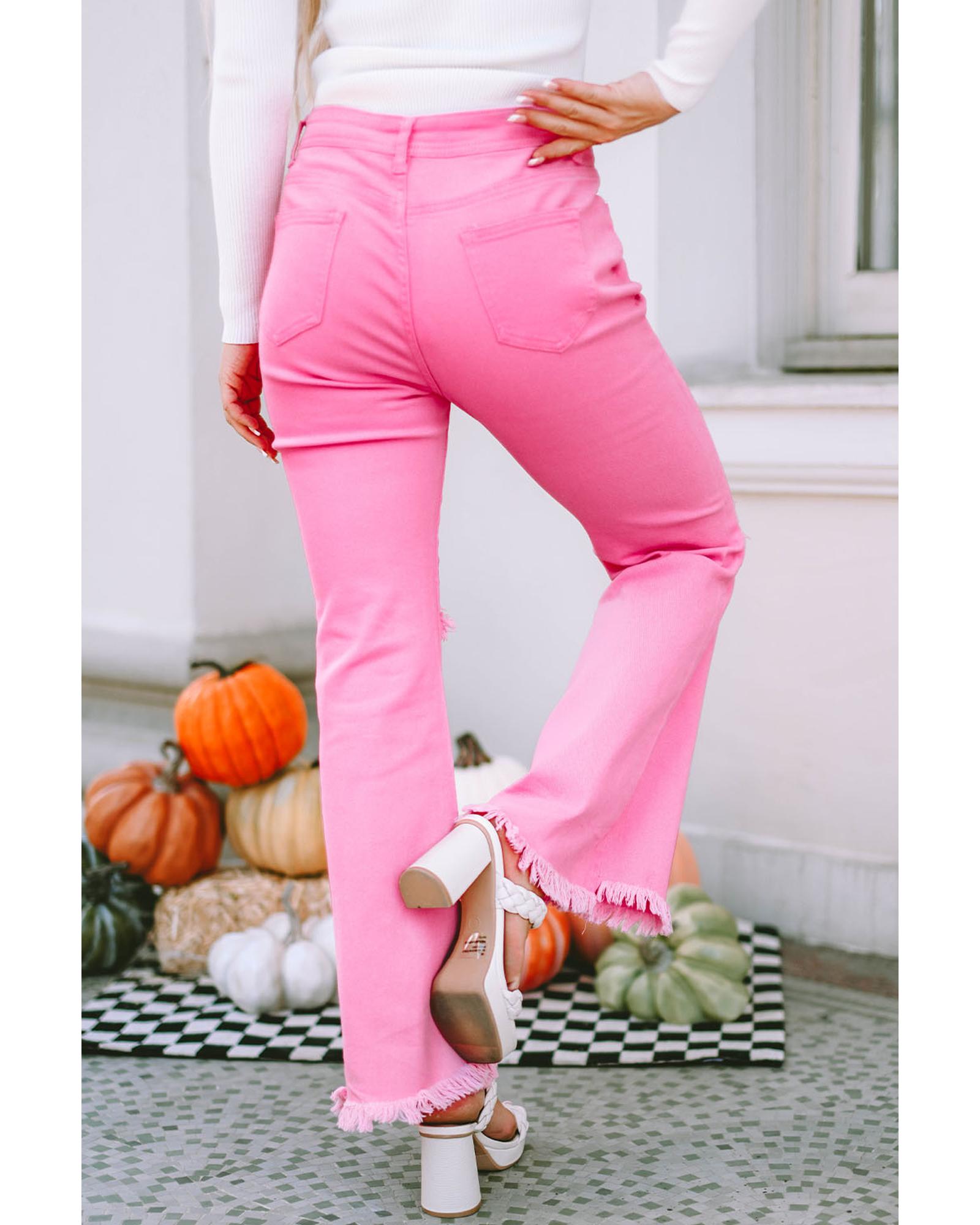 V539-AZEXDC7873410-10-8-202508272145-00 Azura Exchange Vintage Flare Leg Ripped Raw Hem Jeans - 8 US - Image 1