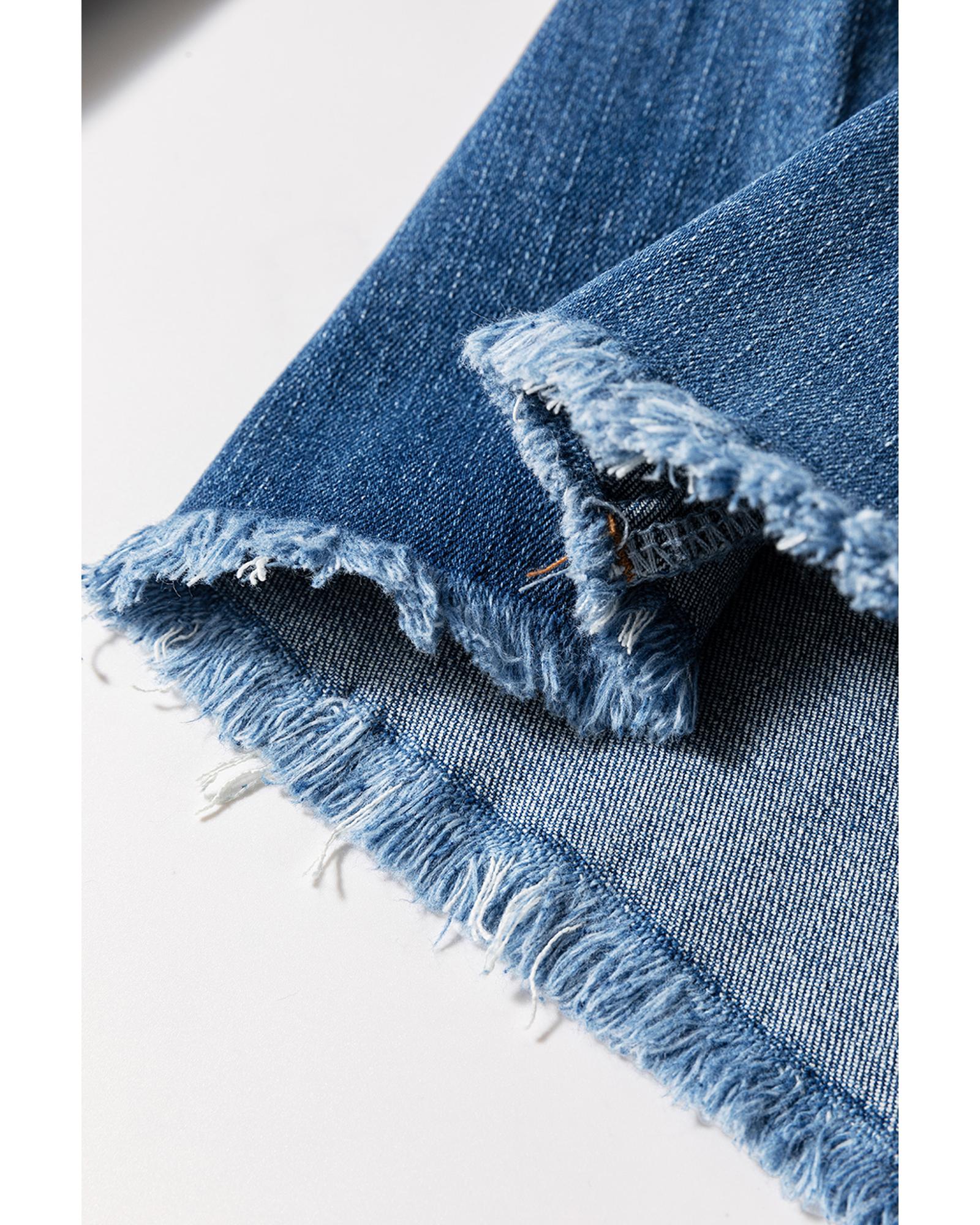 V539-AZEXDC7875225-P905-10-202508300455-00 Sail Blue High Waist Button Fly Seamed Raw Hem Flare Jeans - 10 US - Image 1